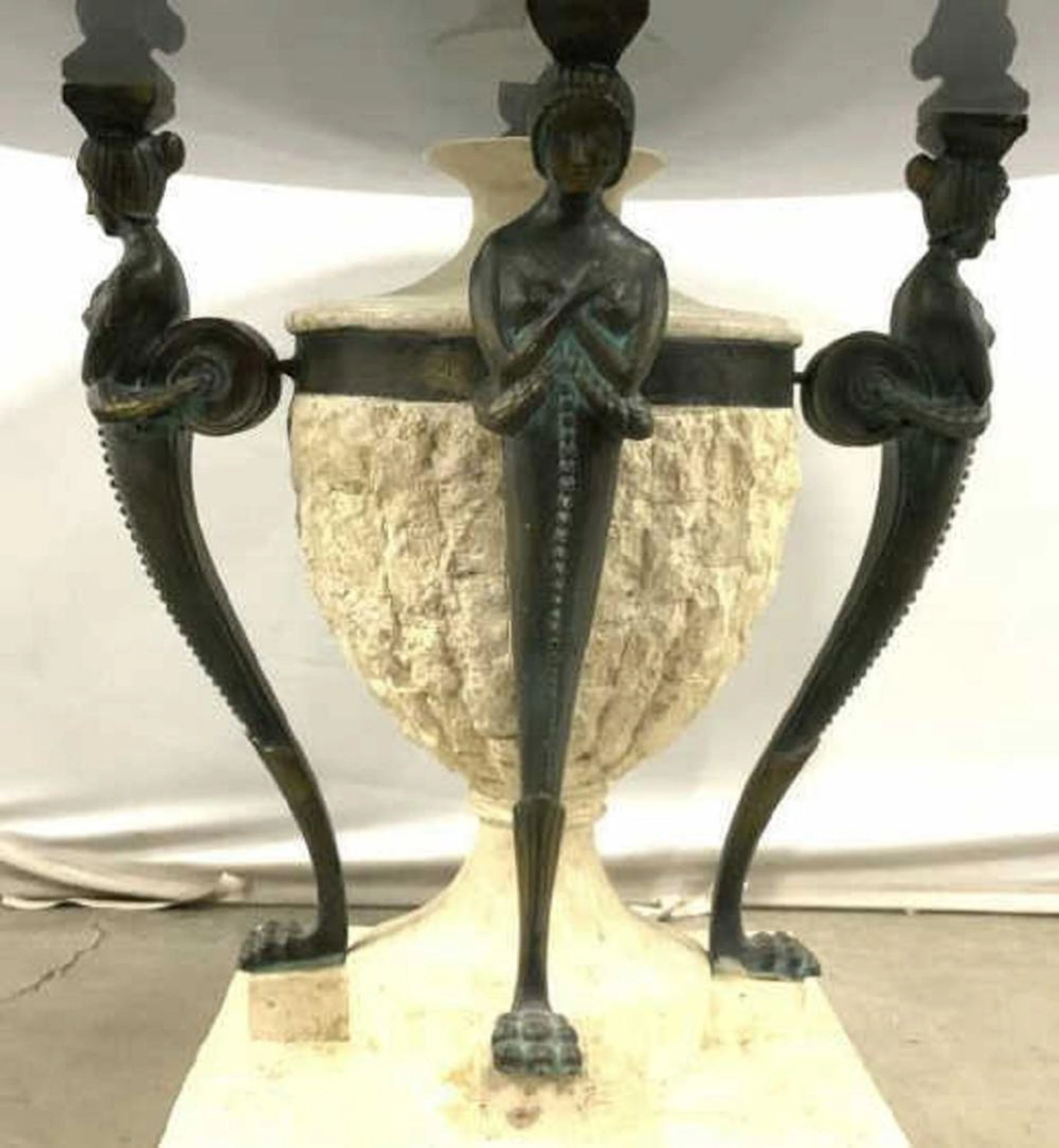 Victorian Style Art Nude Glass Top Patio Table