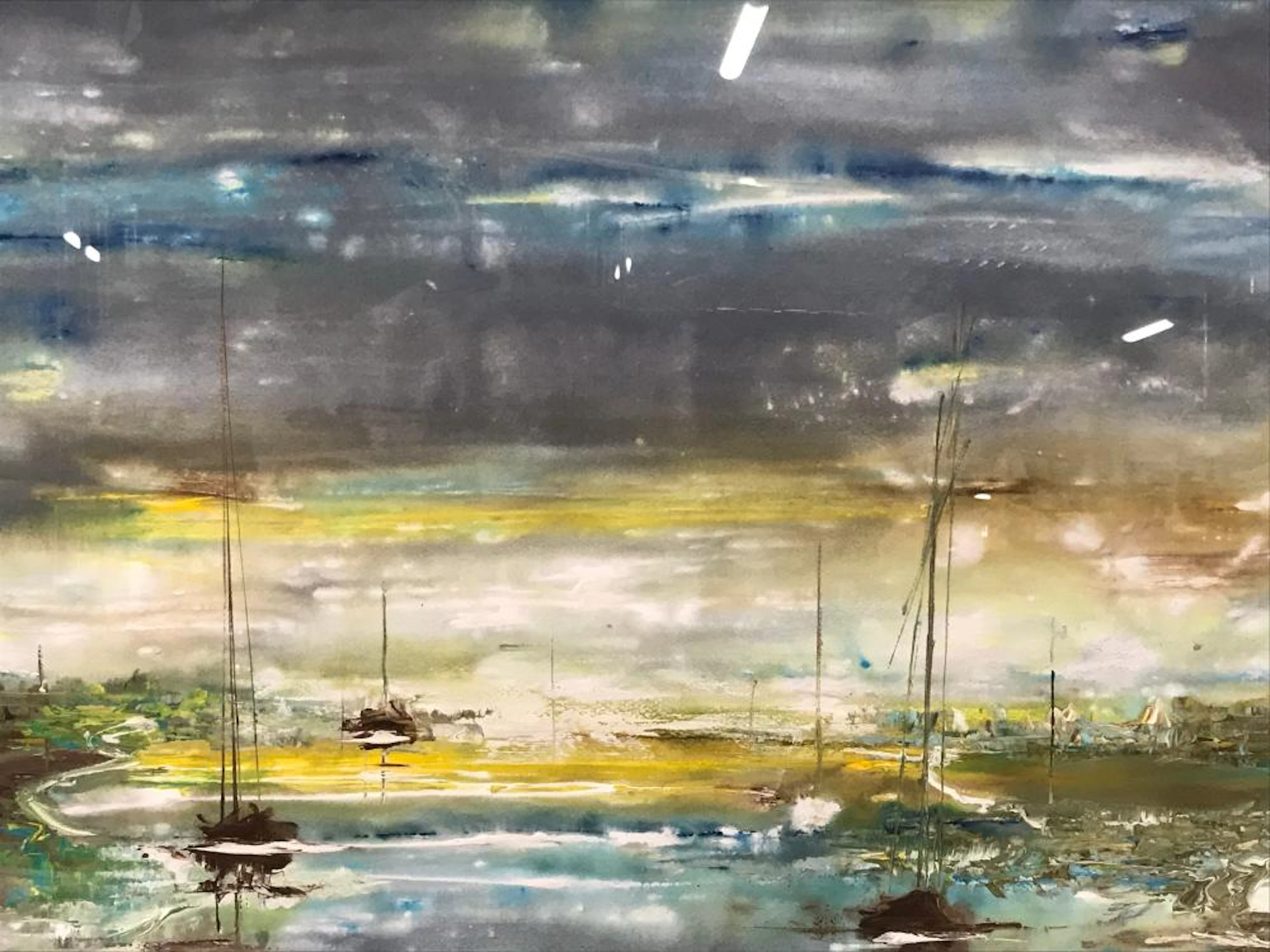 Signed Abstract Mixed Media Seascape