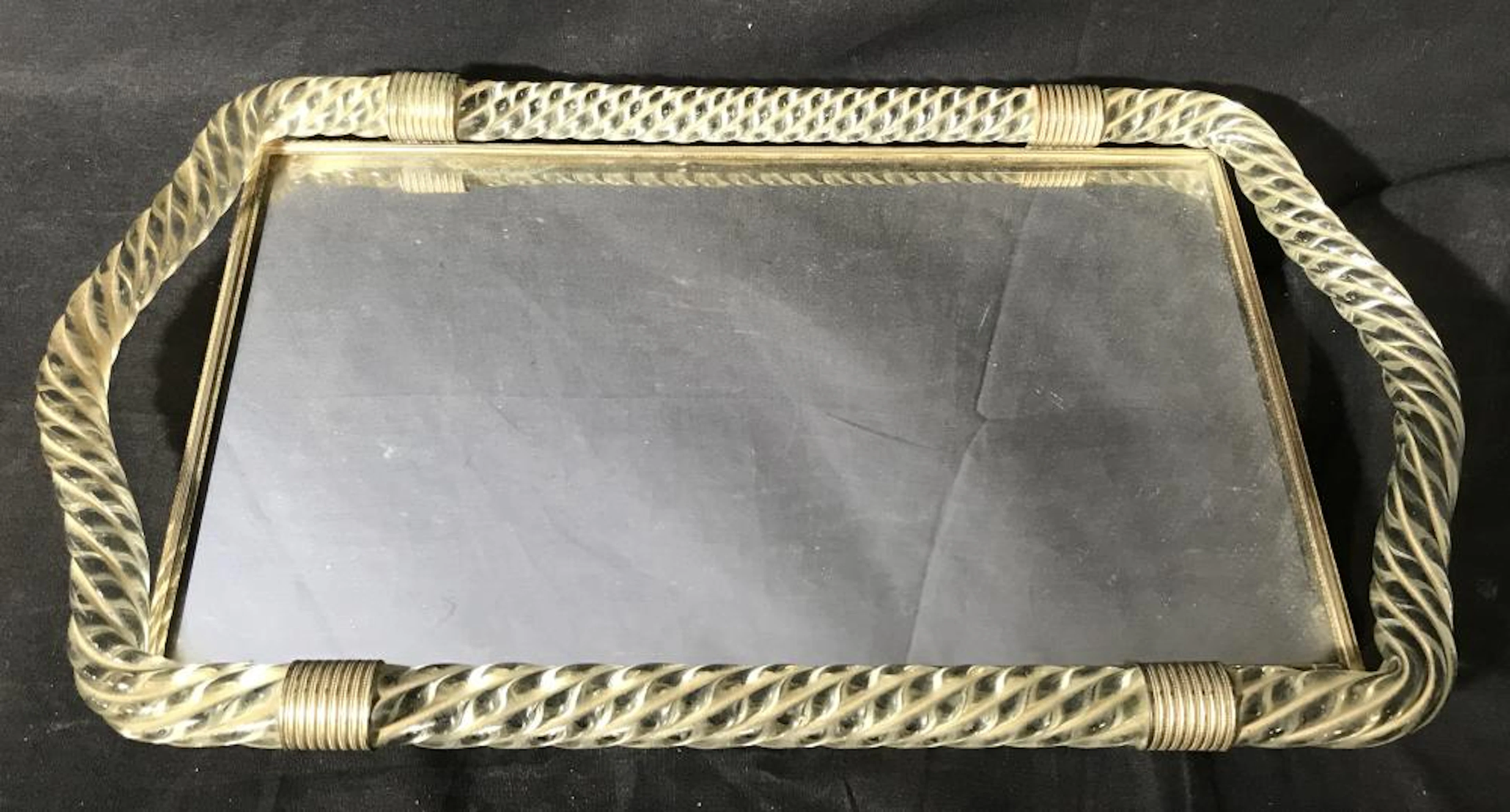 Art Glass Mirrored Vanity Tray
