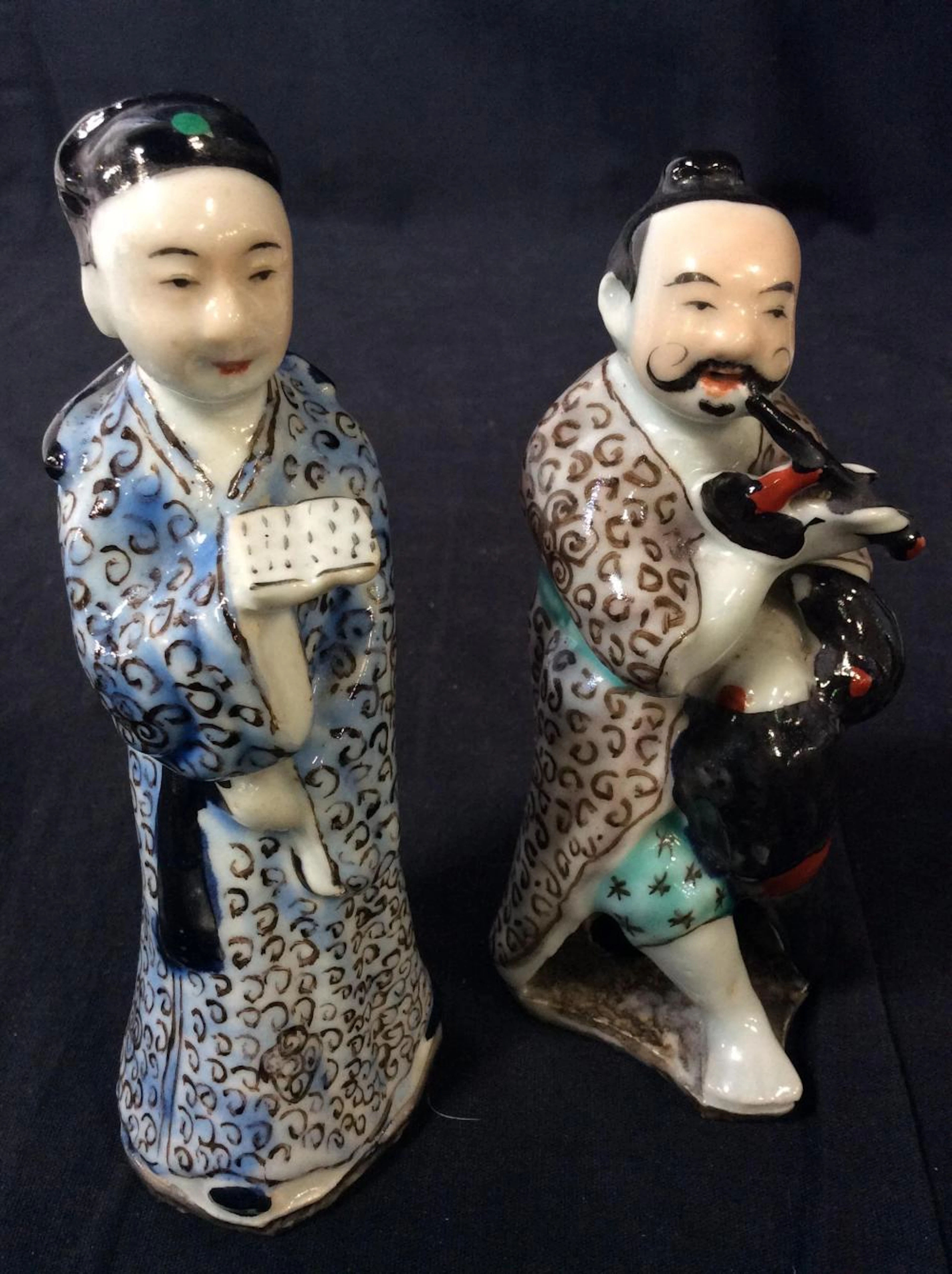Signed Chinese Painted Porcelain Male Figurals, 2