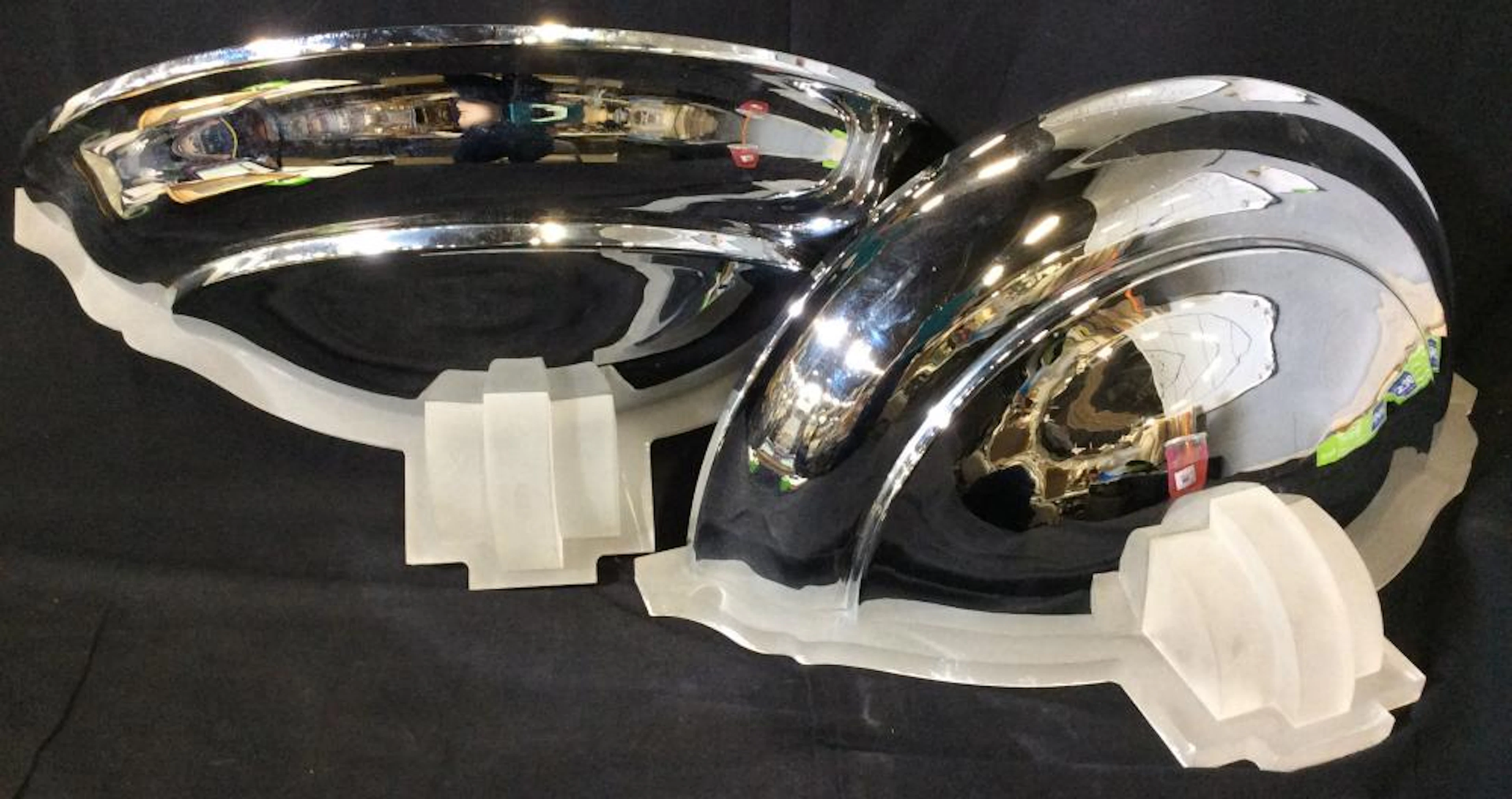 Pair Art Deco Chrome Sconces