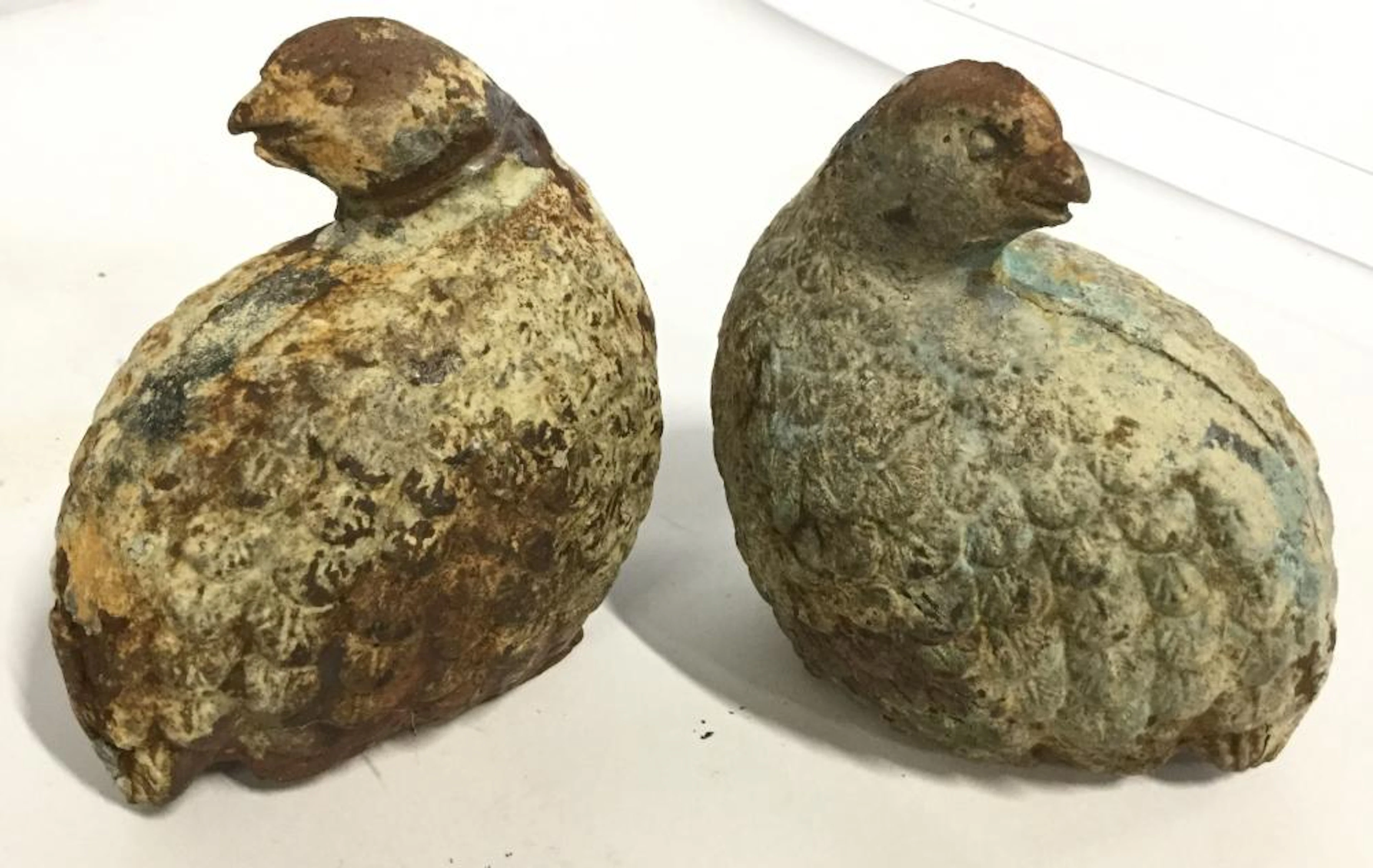 Pair Vintage Cast Iron Bird Decorative Figurals