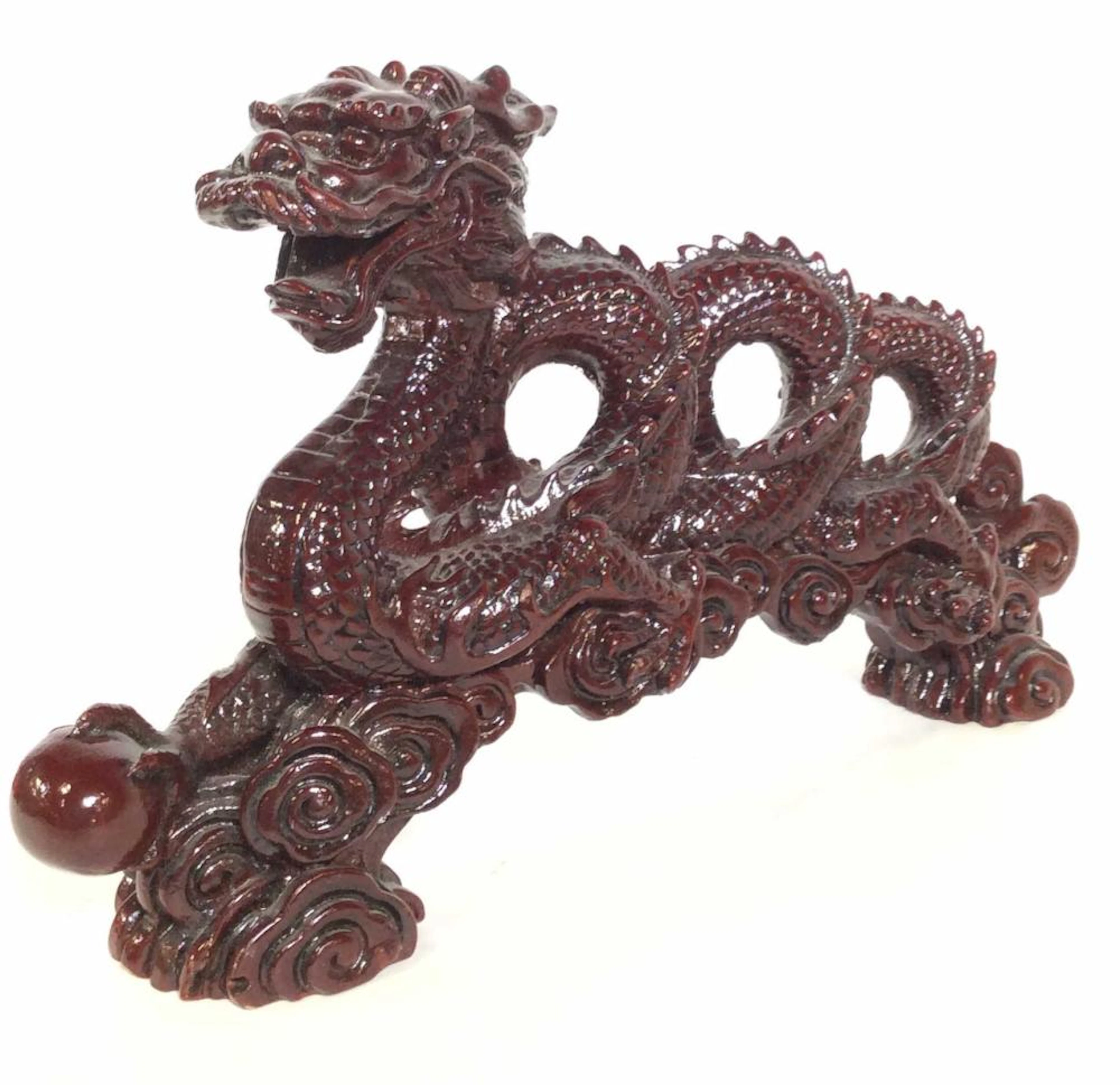 Collectible Carved Asian Sea Dragon Statue