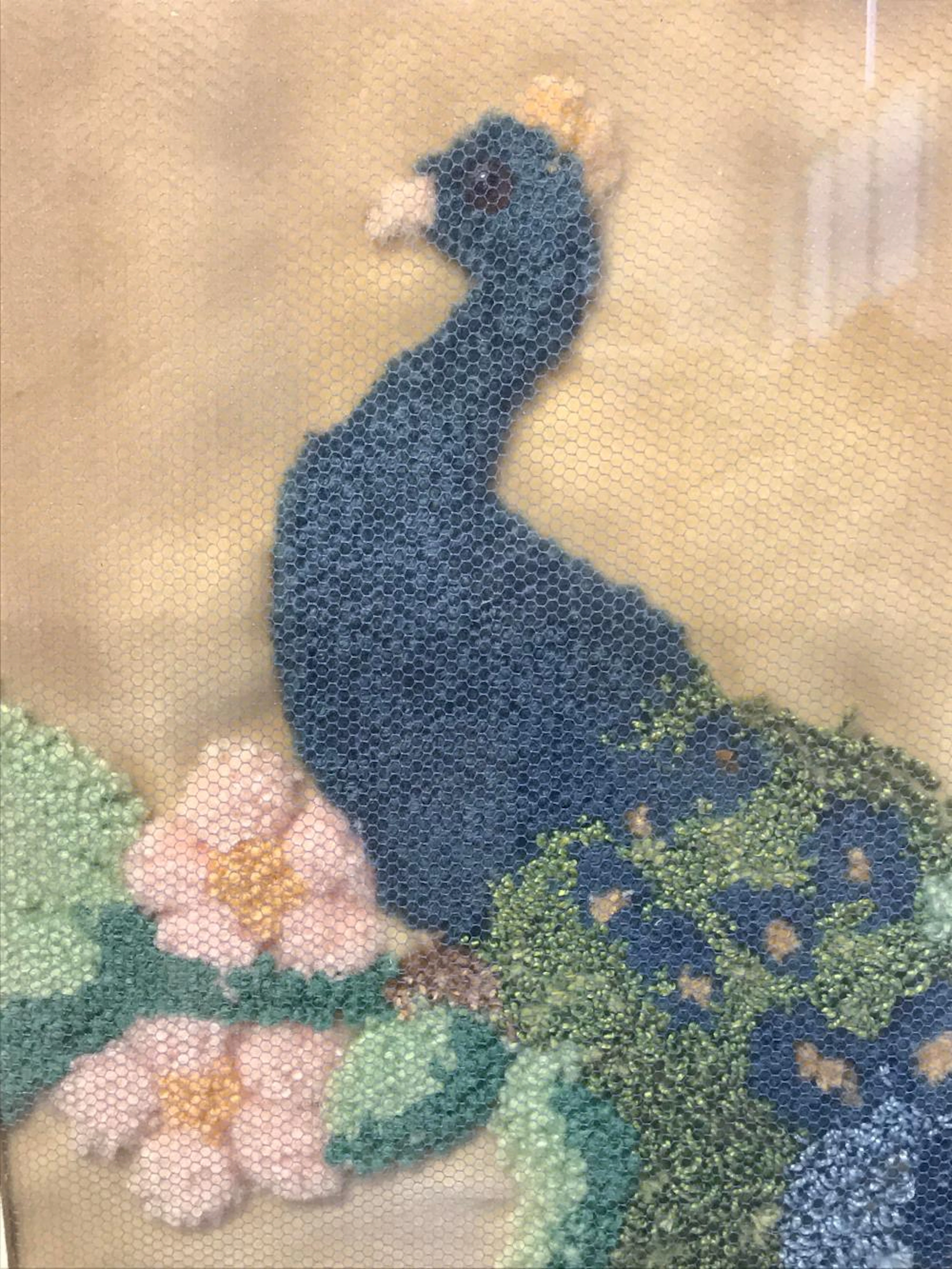 Framed Needlepoint Peacock