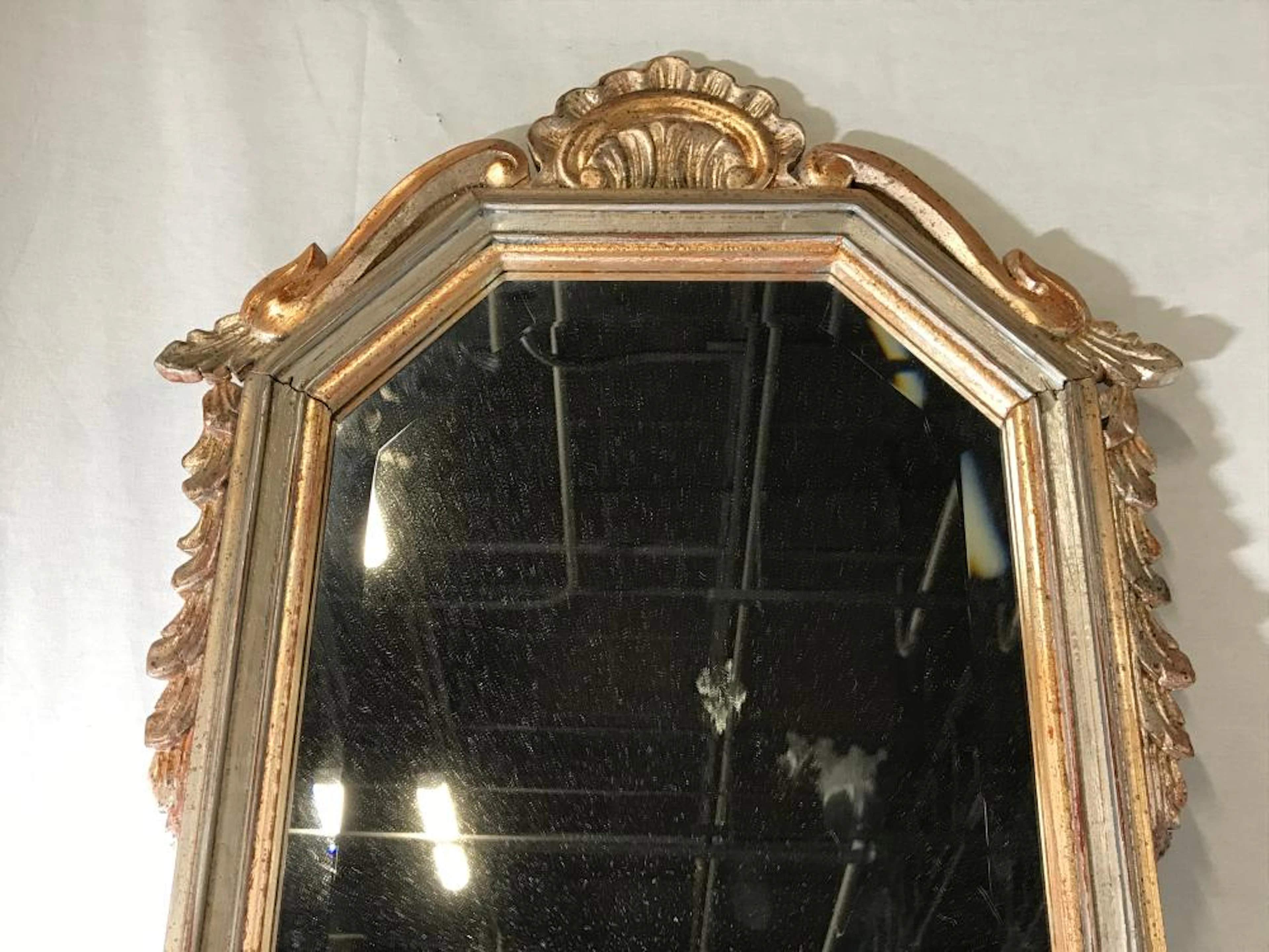 Tall Shelved Wood Frame Wall Mirror