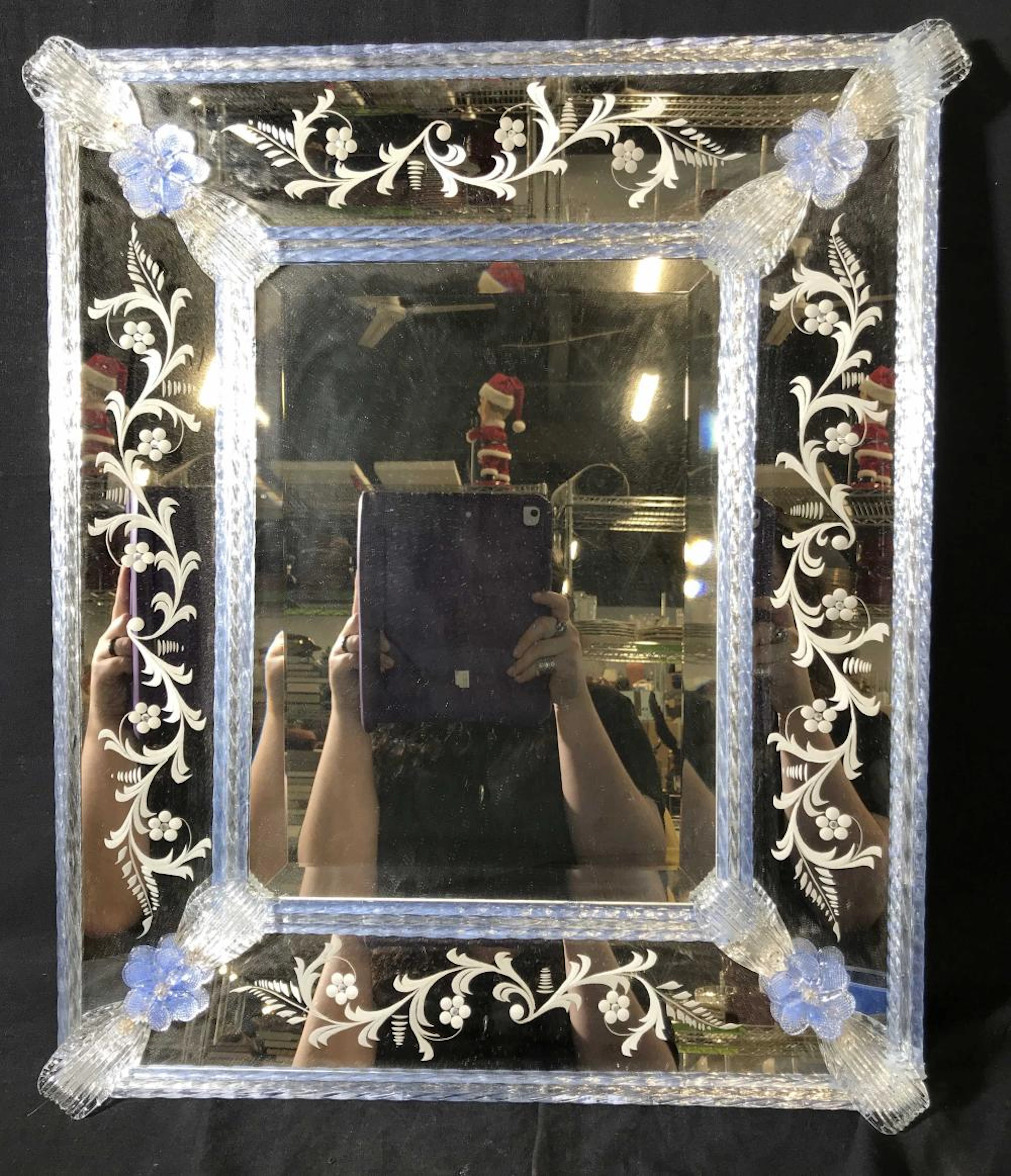 Restored Venetian Light Blue Glass Mirror