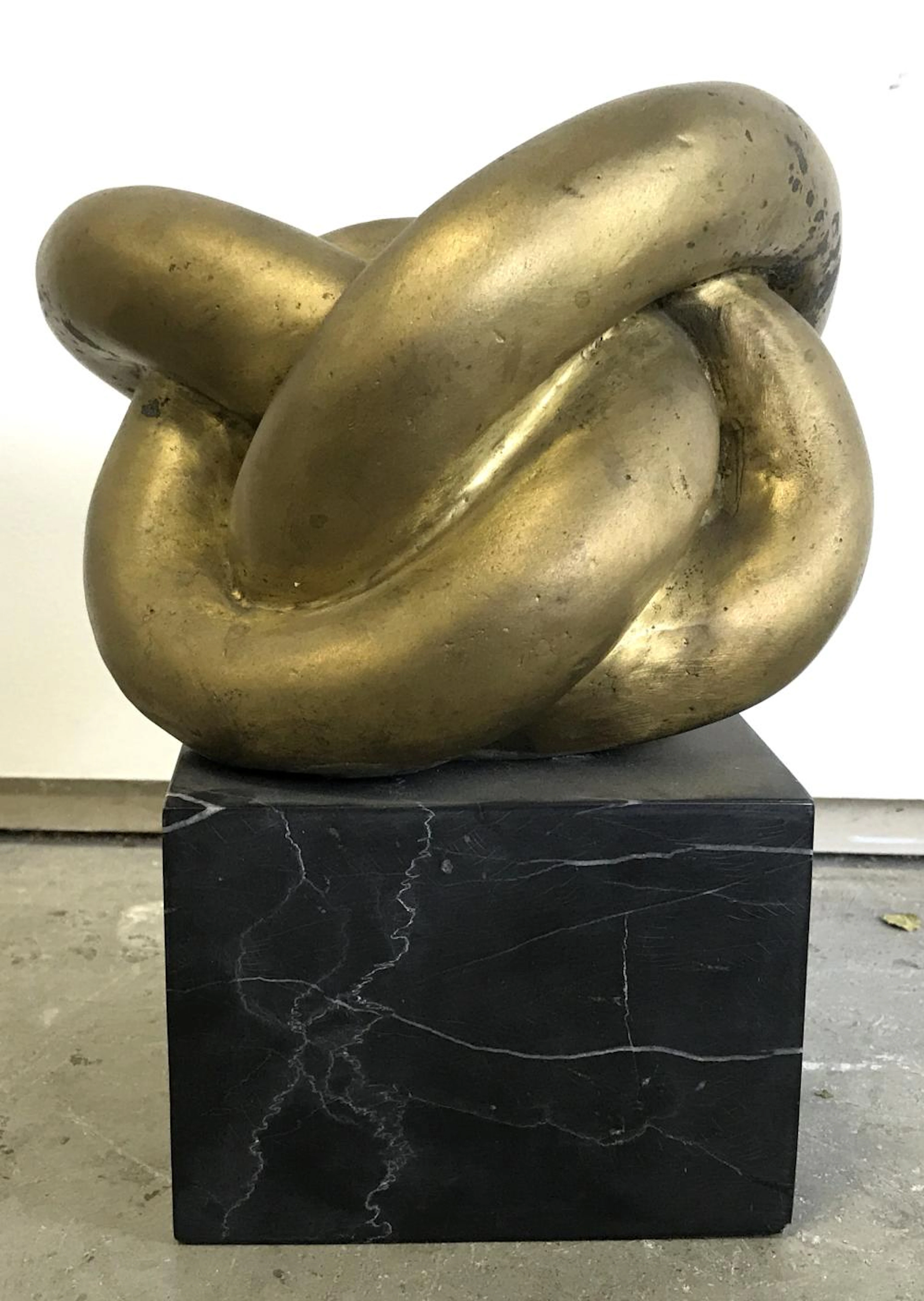 Abstract Knot Sculpture with Marble Base