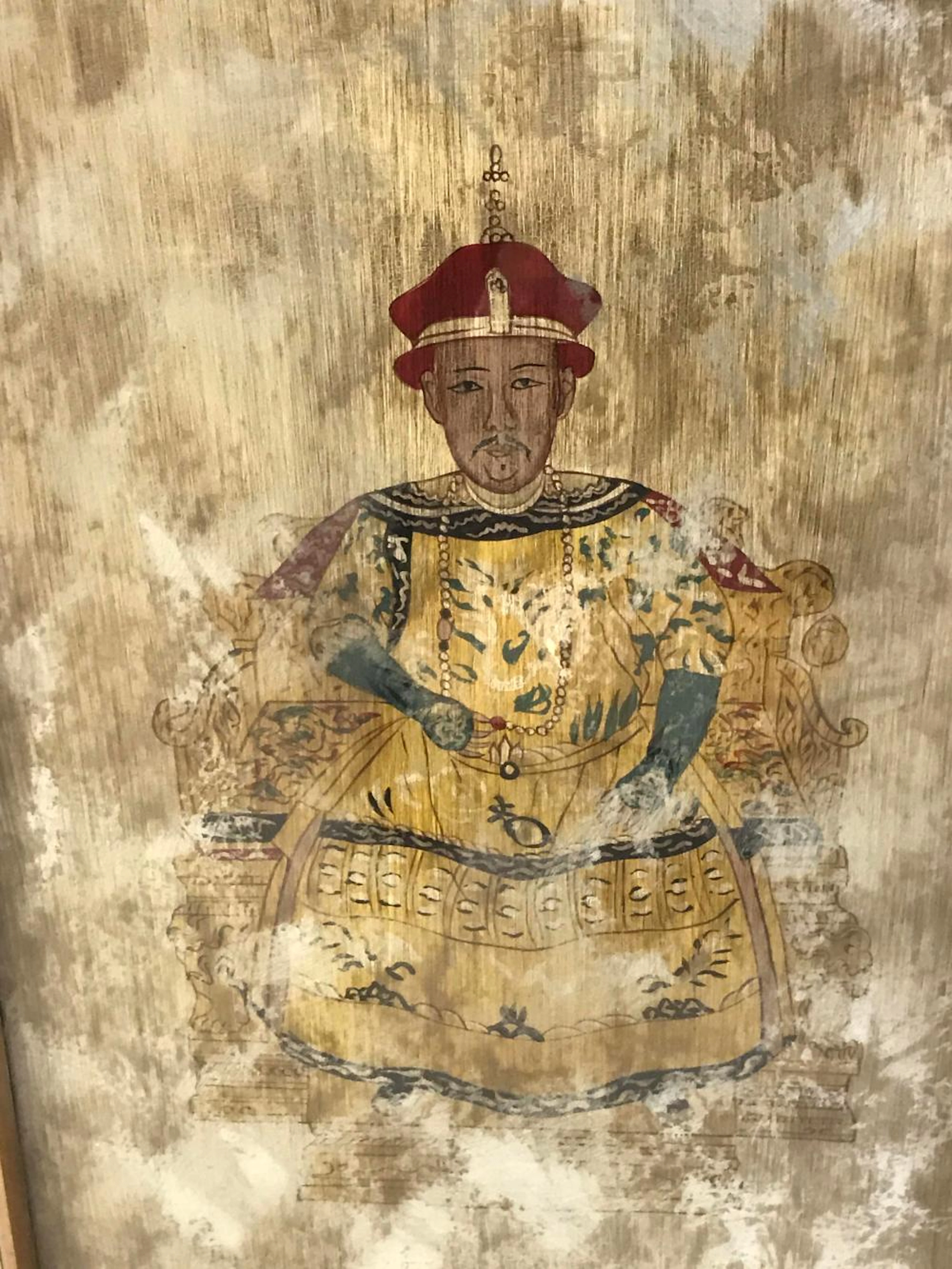 Chinese Ancestor Painting on Mirrored Surface