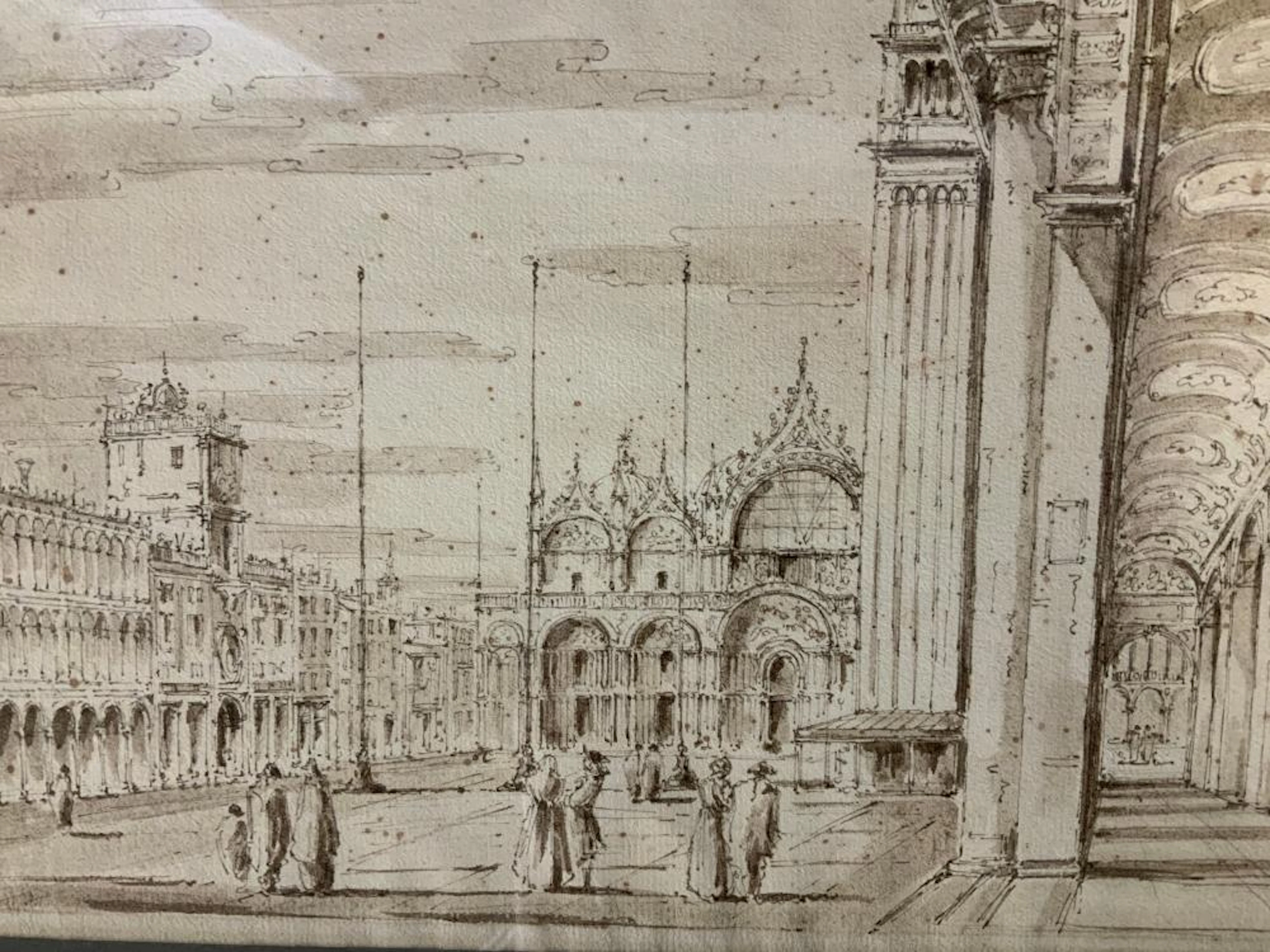 Antique St Mark?s Square Ink Drawing