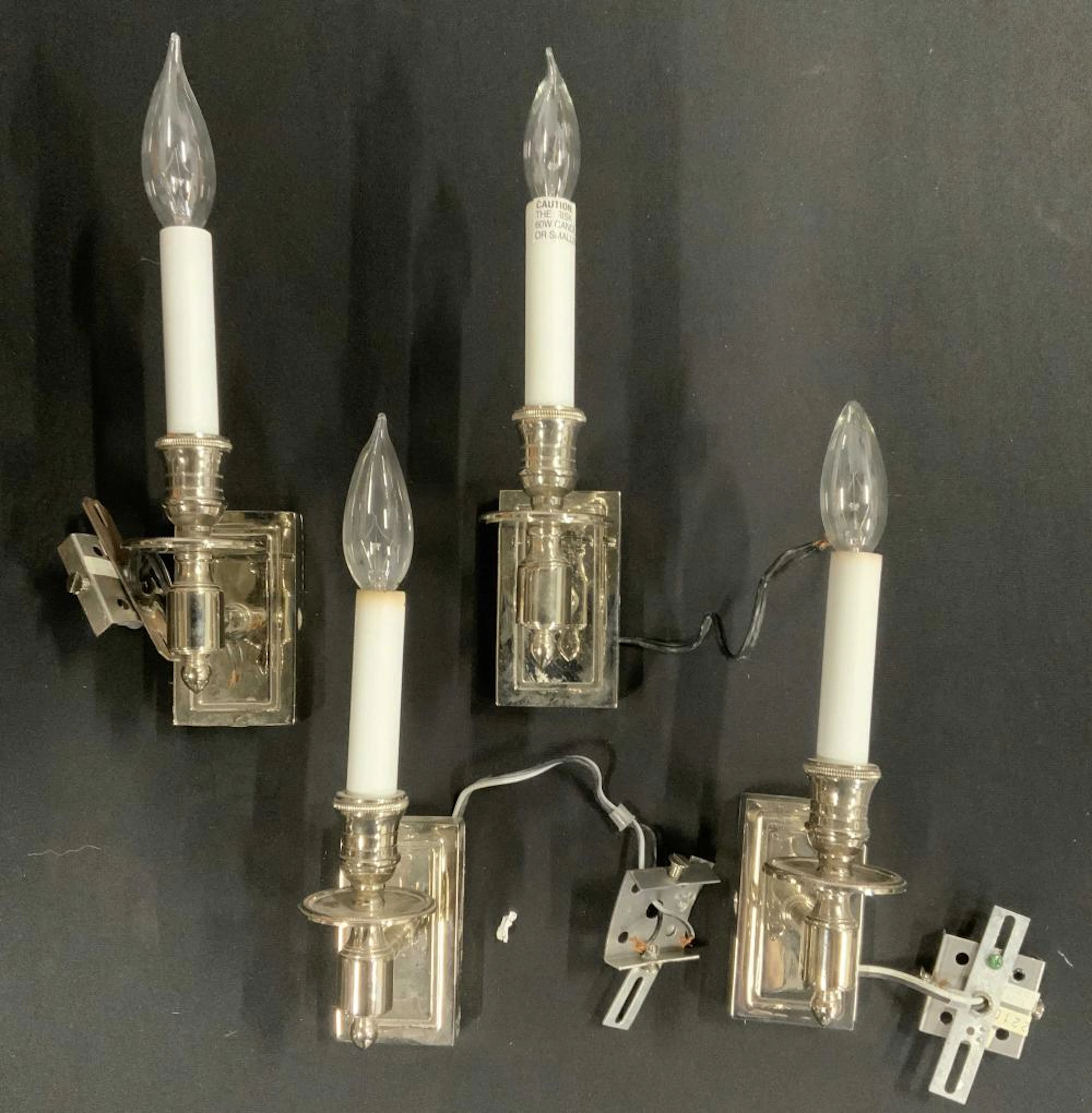 Set 4 Polished Metal Wall Sconces
