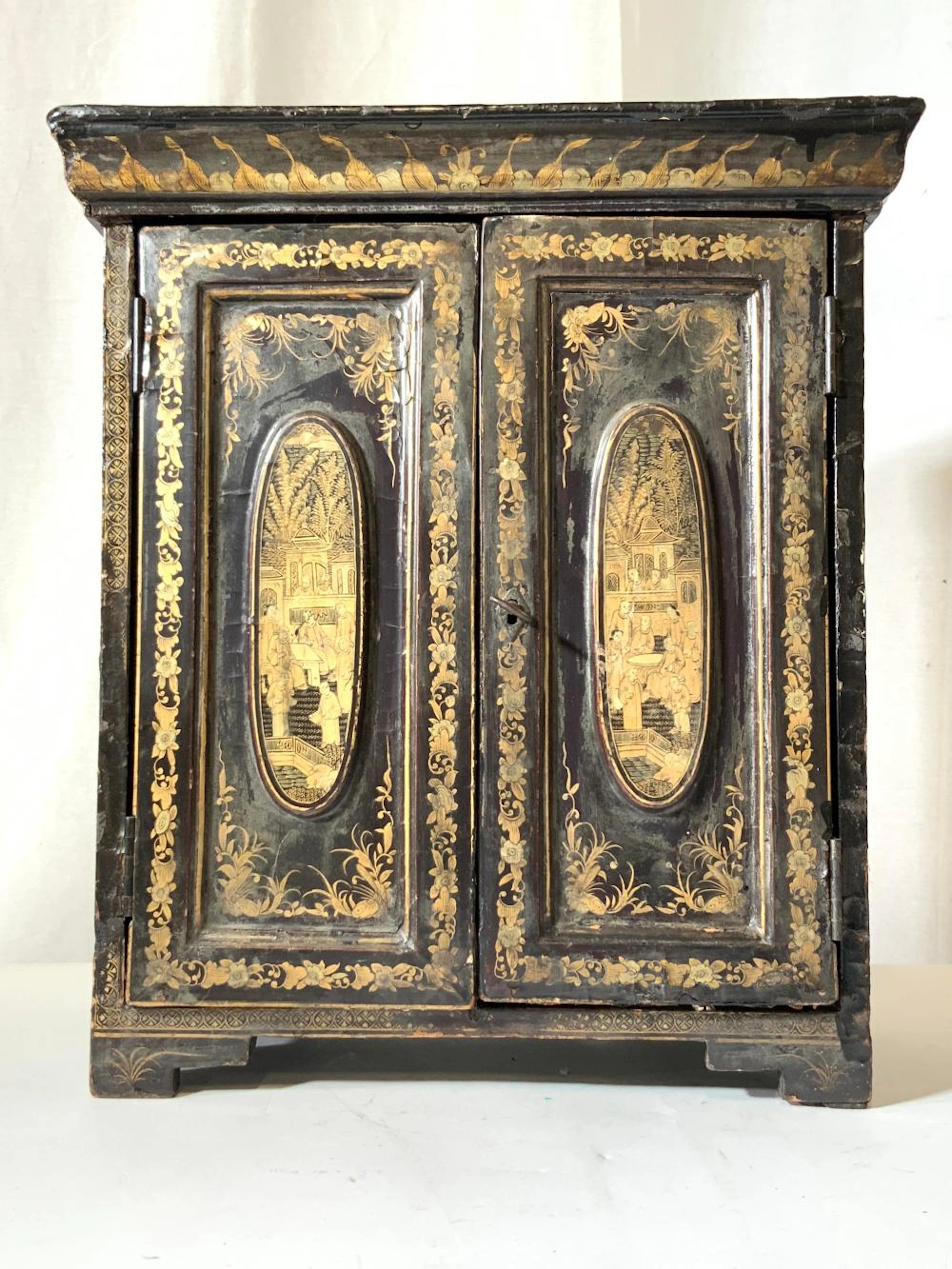 Antique Asian Tabletop Jewelry Chest