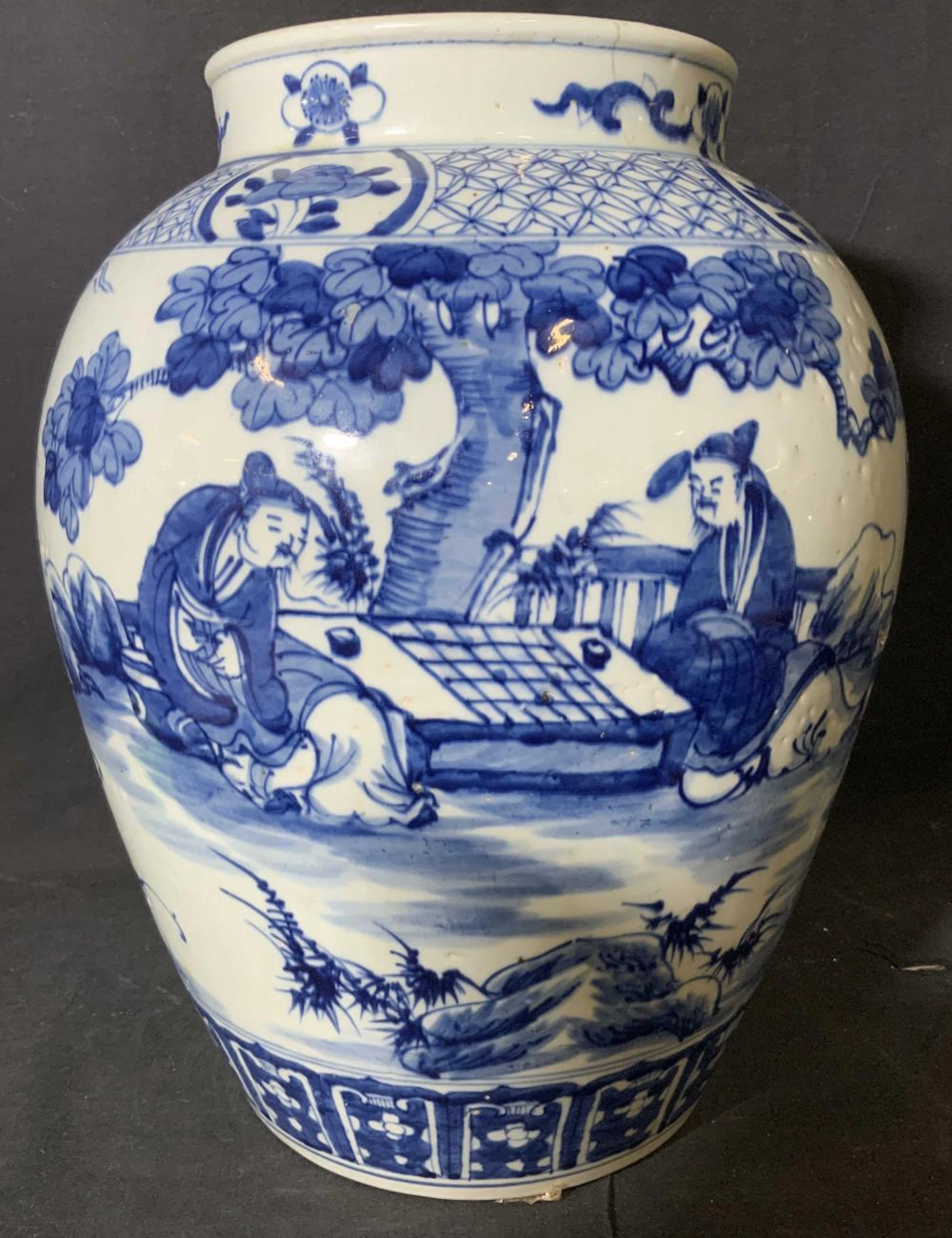 Antique Asian Hand Painted Porcelain Floor Vase