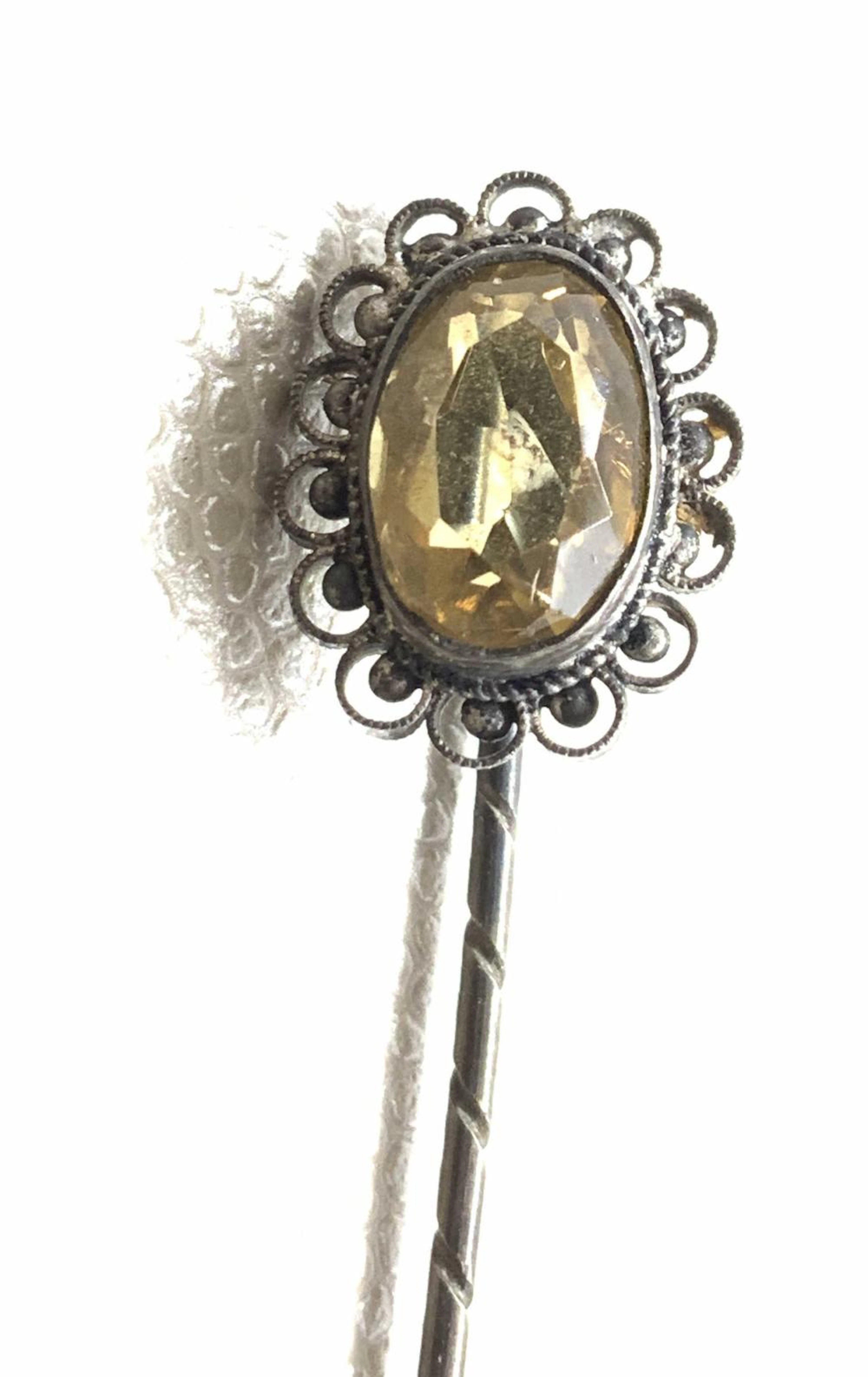 ANTIQUE STERLING SILVER Gem Stick Pin, Jewelry