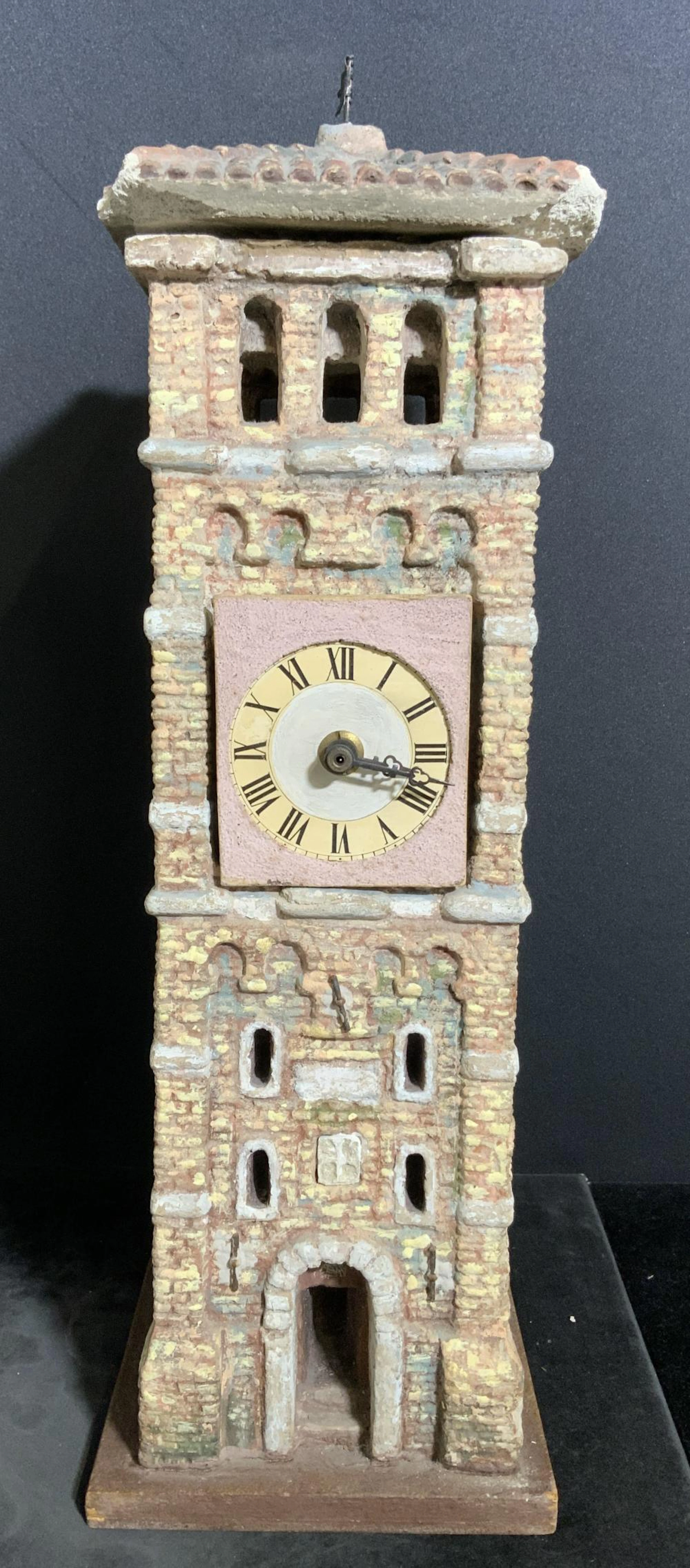 ZABBINI BOLOGNA Ceramic Clock Tower Sculpture