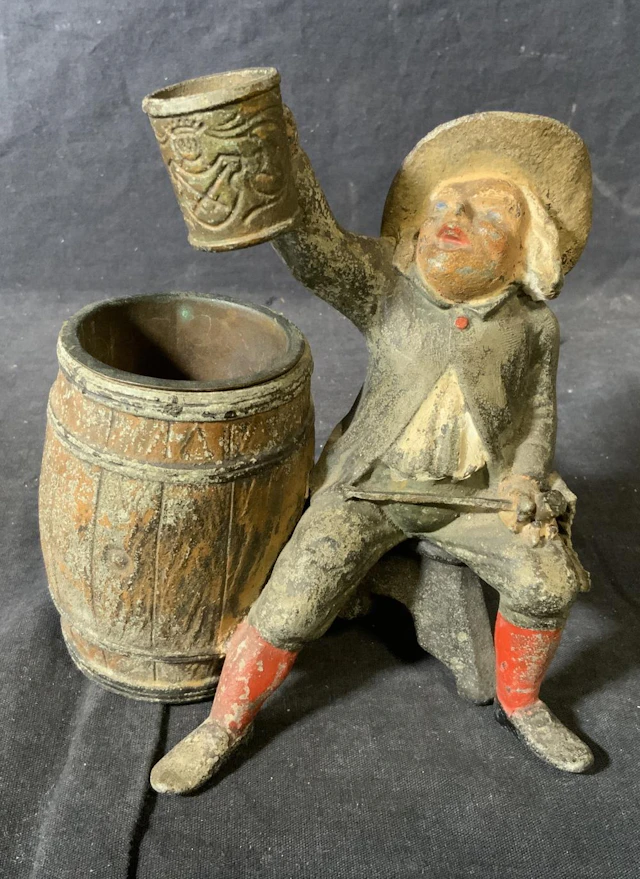 Vintage Metal Tabletop Figural, Drinking Ma