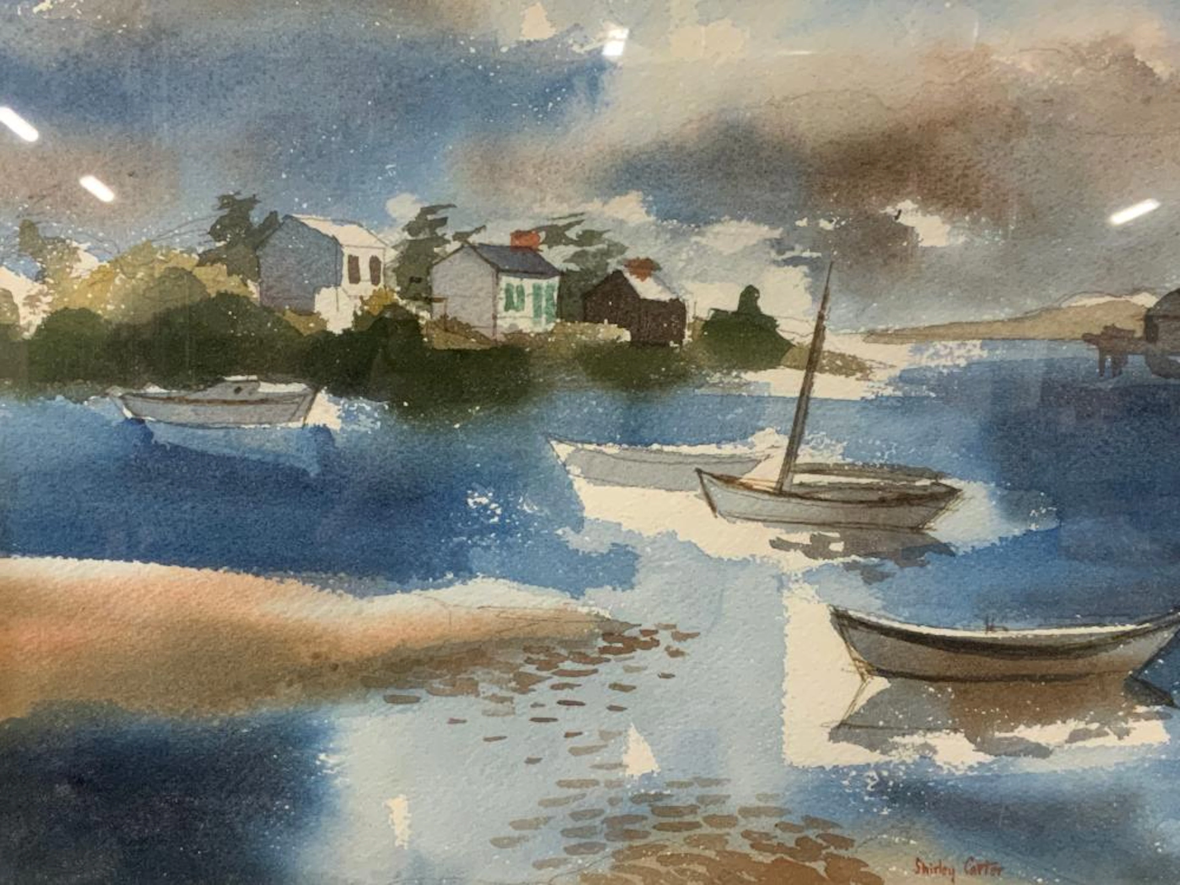 SHIRLEY CARTER Signed Watercolor Waterscape