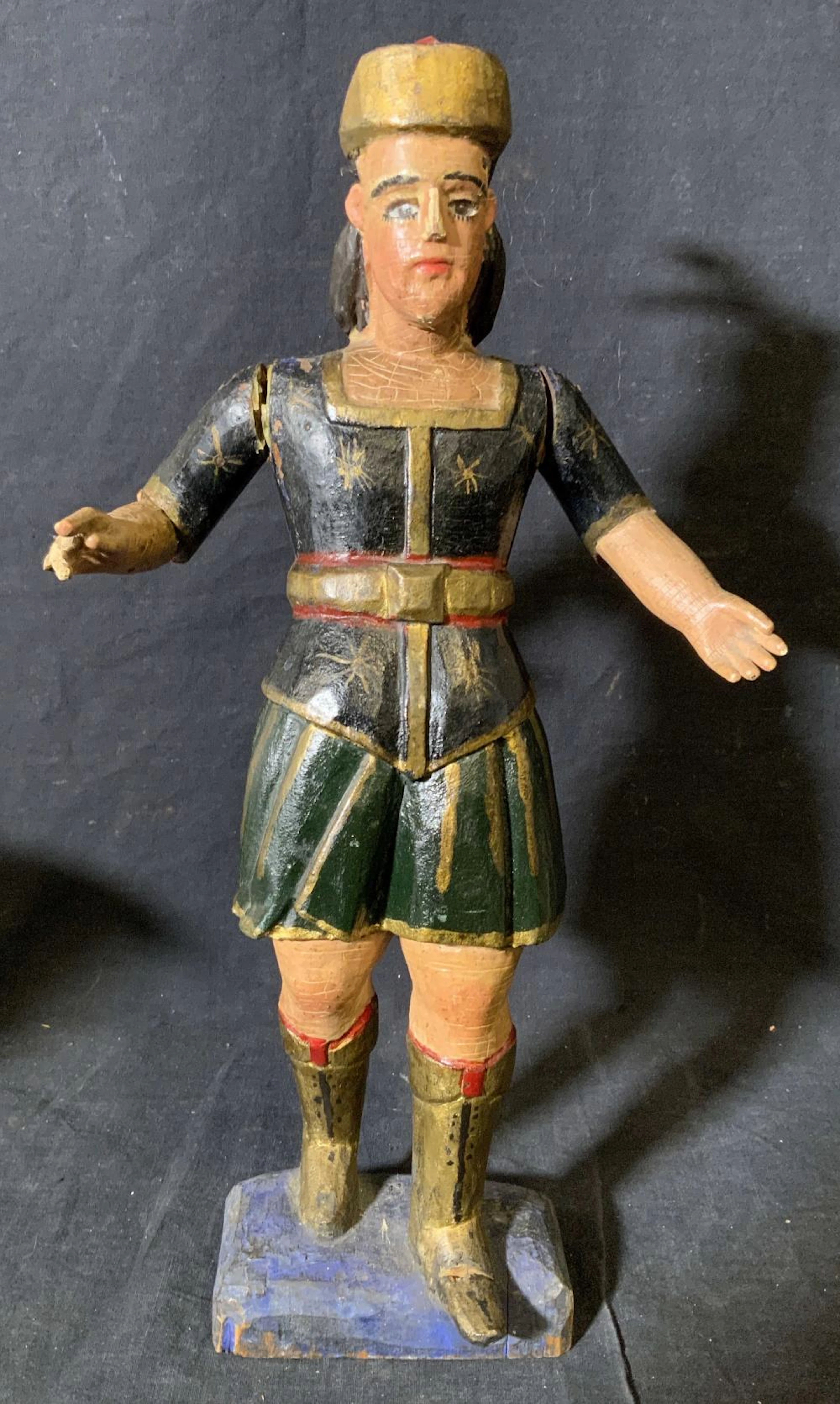 Hand Painted & Carved Wooden Figure
