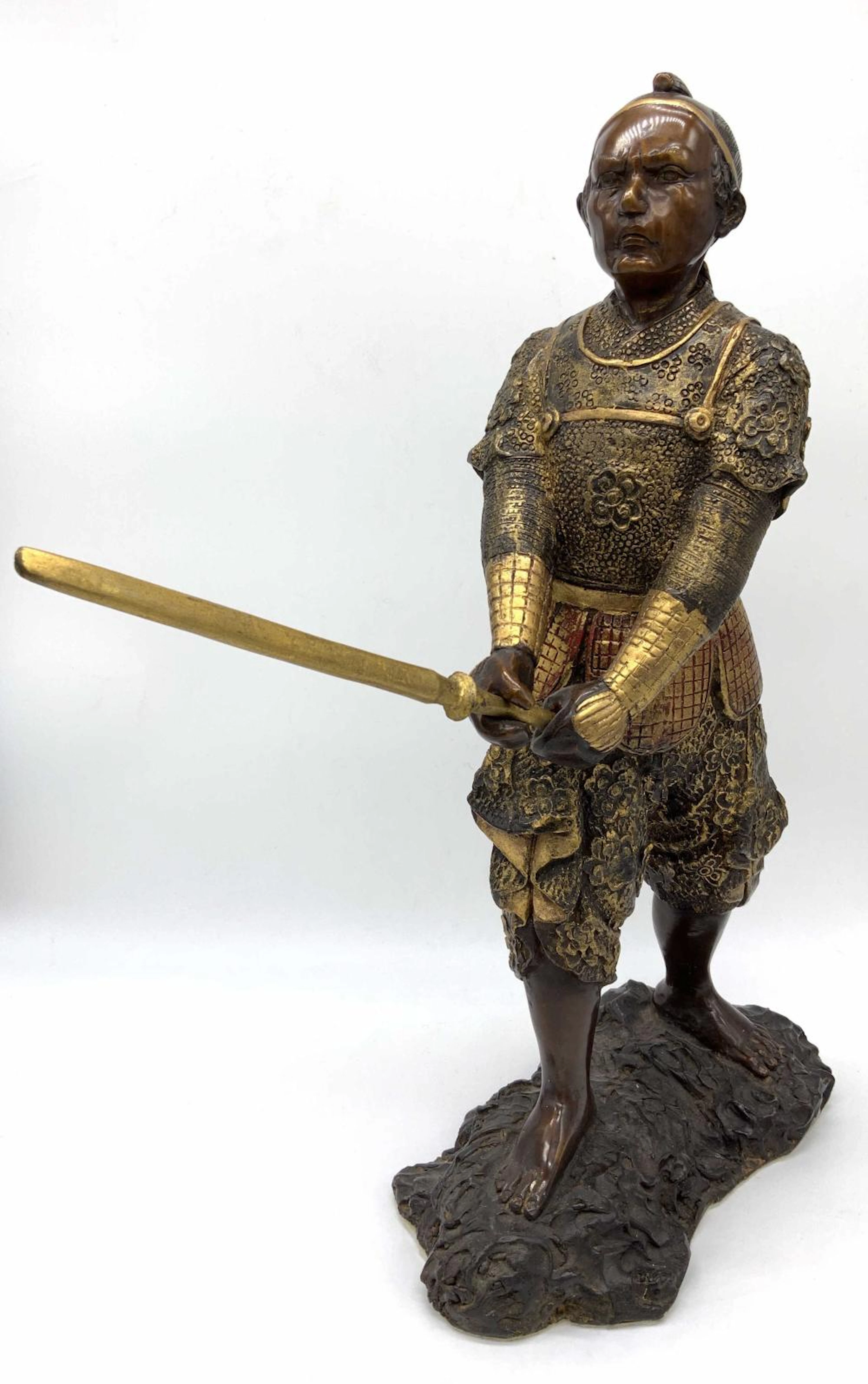 Antique Gilt Bronze Japanese Warrior Sculpture