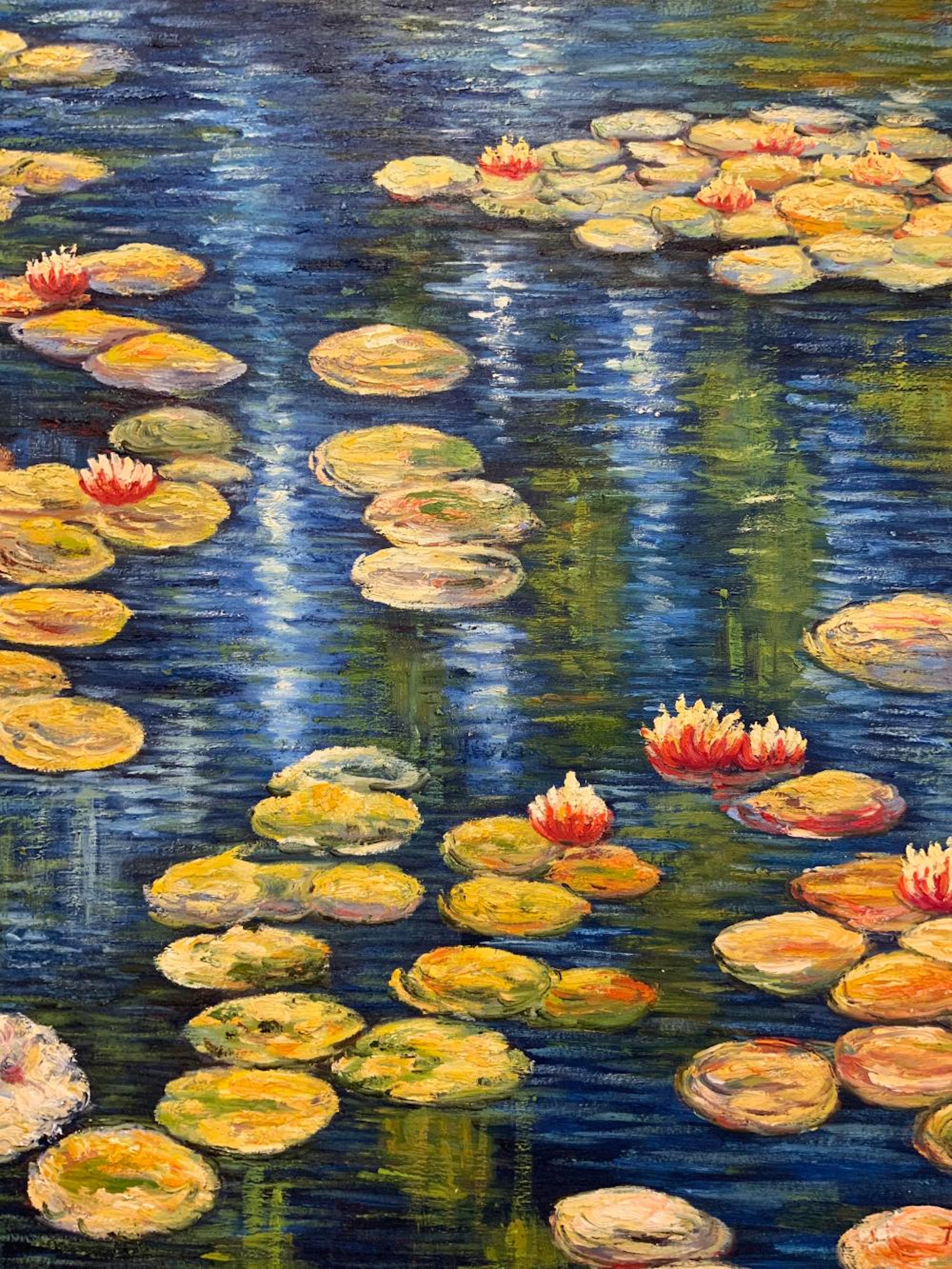 Signed Oil Painting of Lily Pads