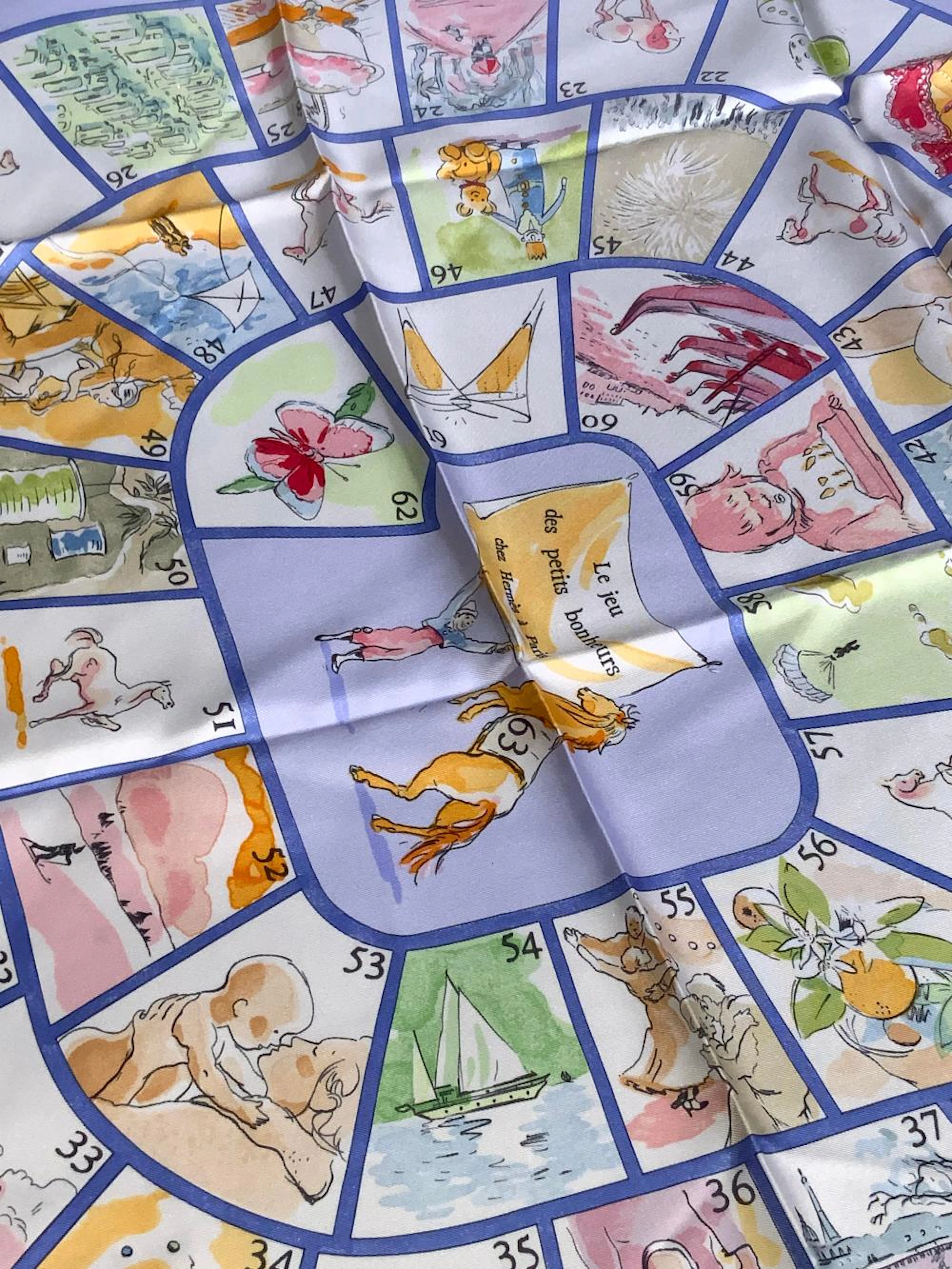 HERMÈS PARIS Signed LE JEU DES PETITS Silk Scarf