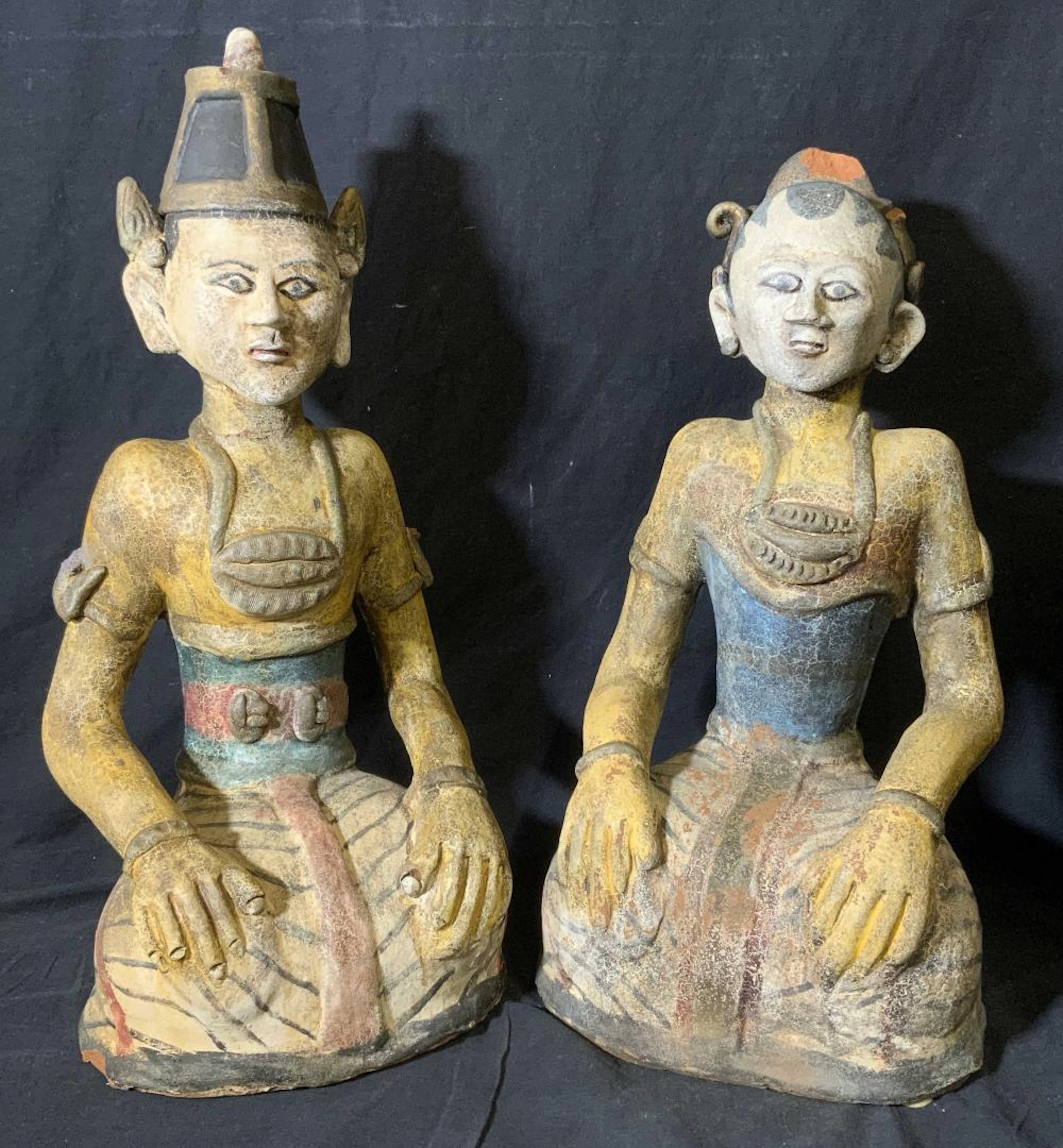 Pair Southeast Asian Ceramic Figural Sculptures