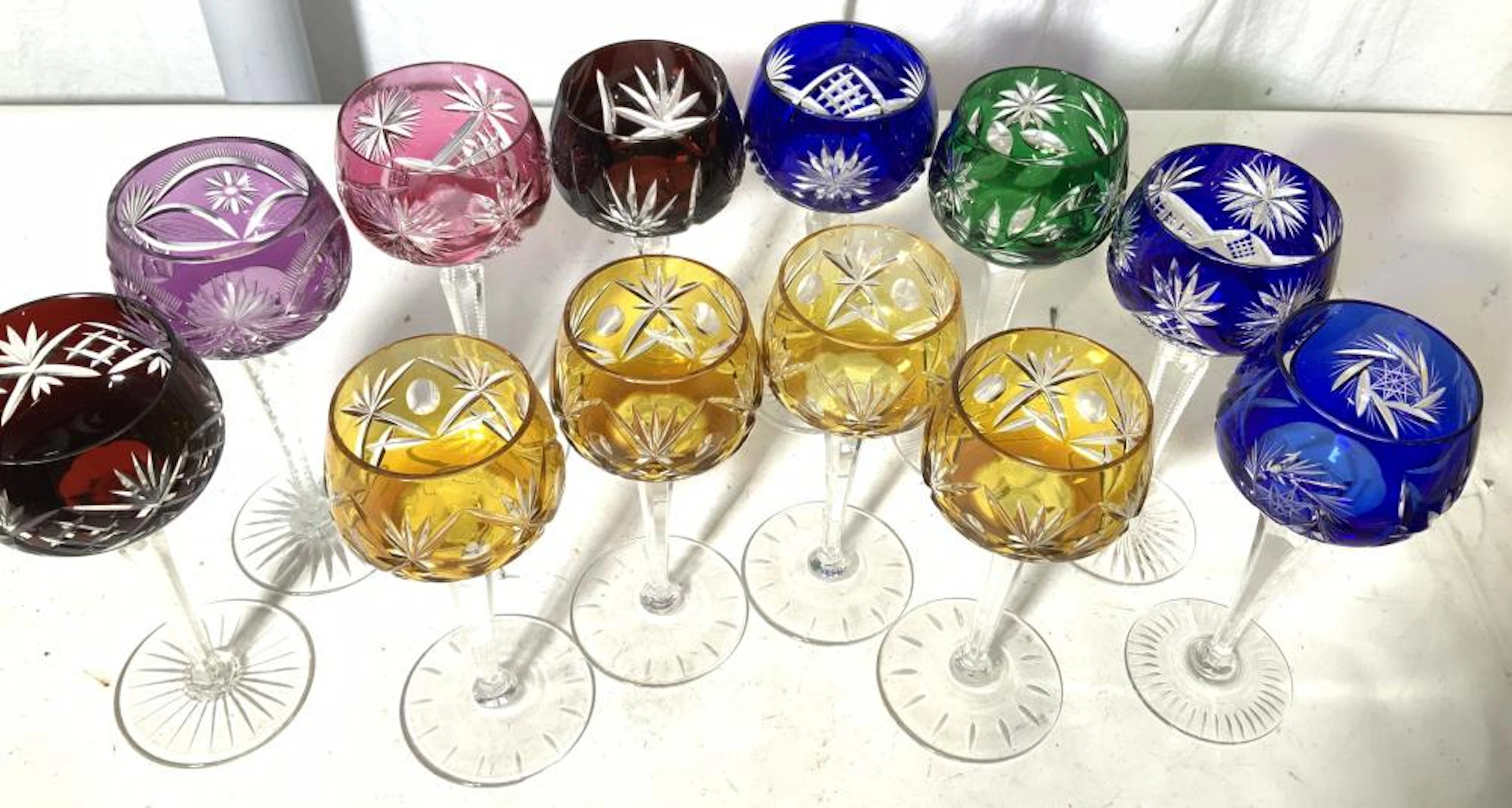 Multi Chrome Bohemian Cut Crystal Stemware 12
