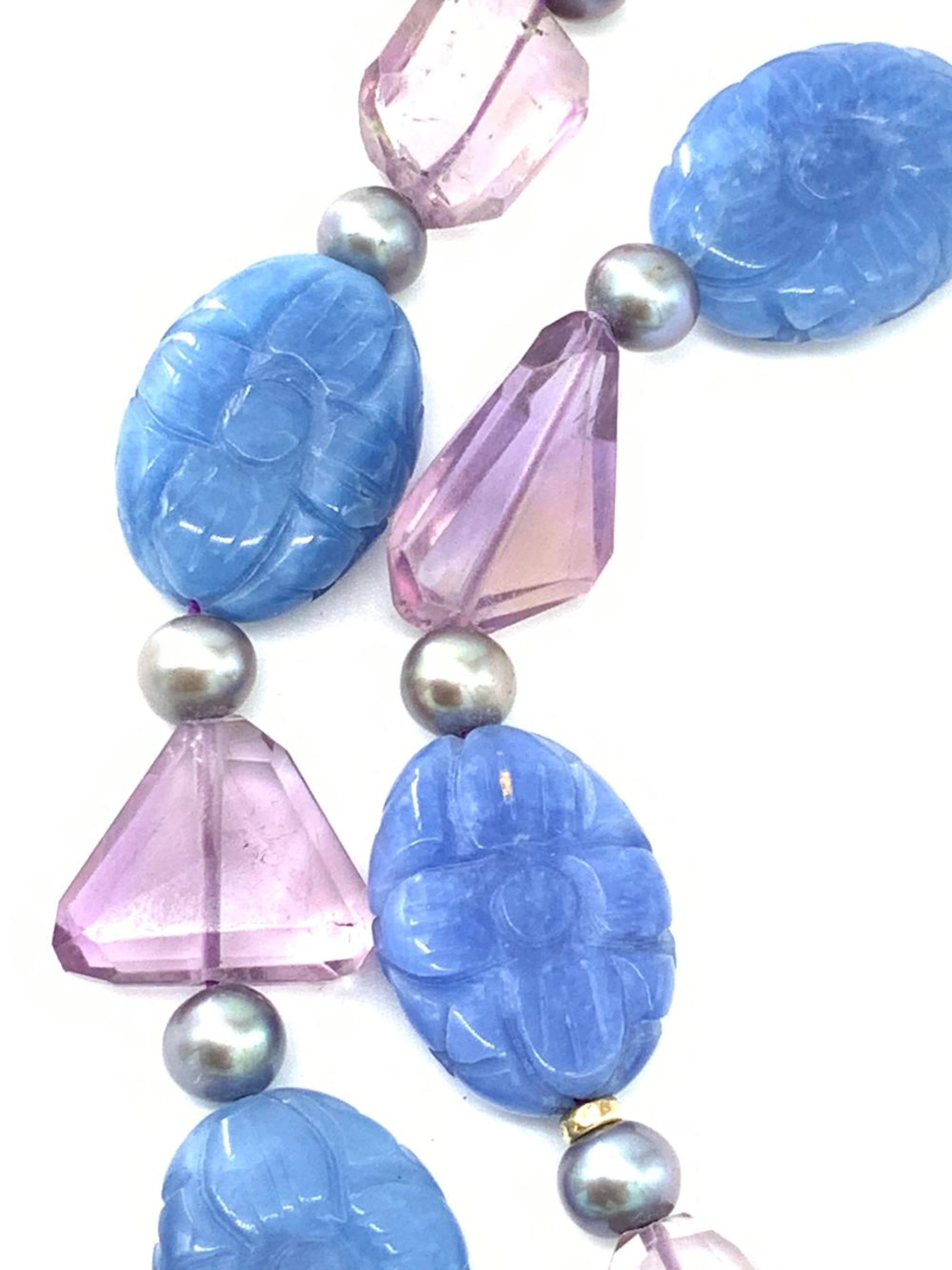 ZOE B. Amethyst & Tahitian Pearl Necklace,14kClasp