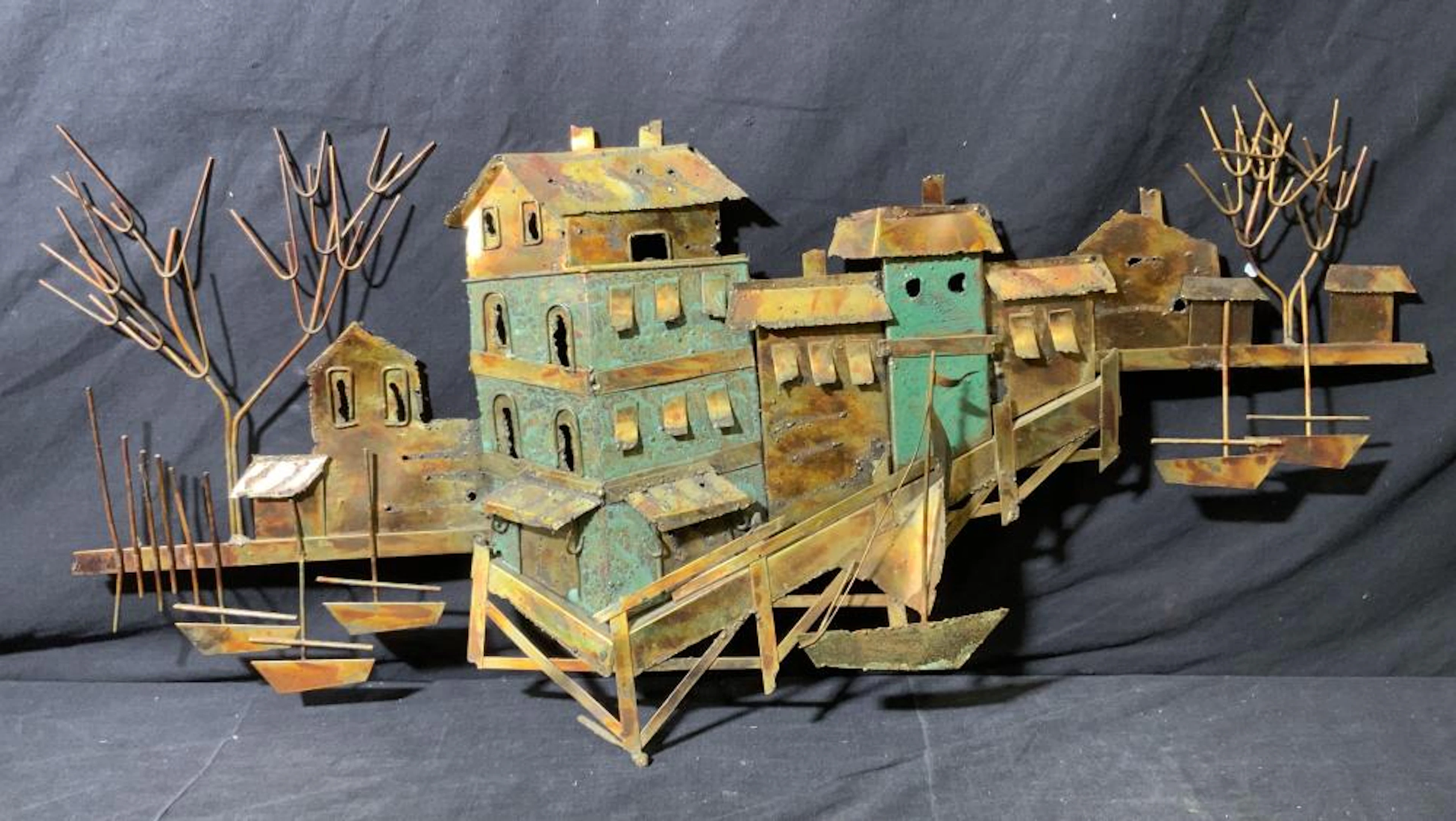 Metalwork Seaside Town Sculpture