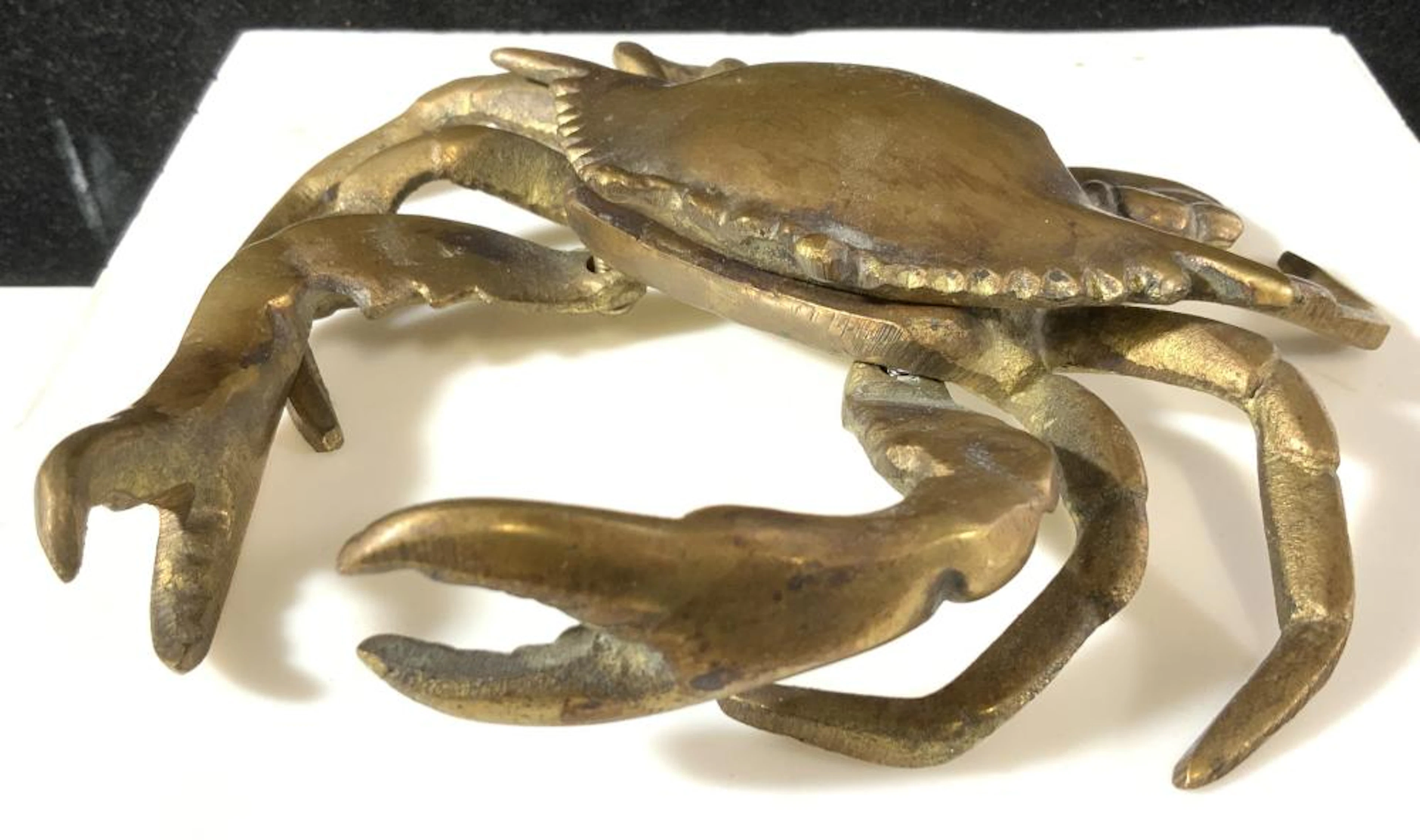 Articulated Solid Brass Crab Trinket Box Sculpture