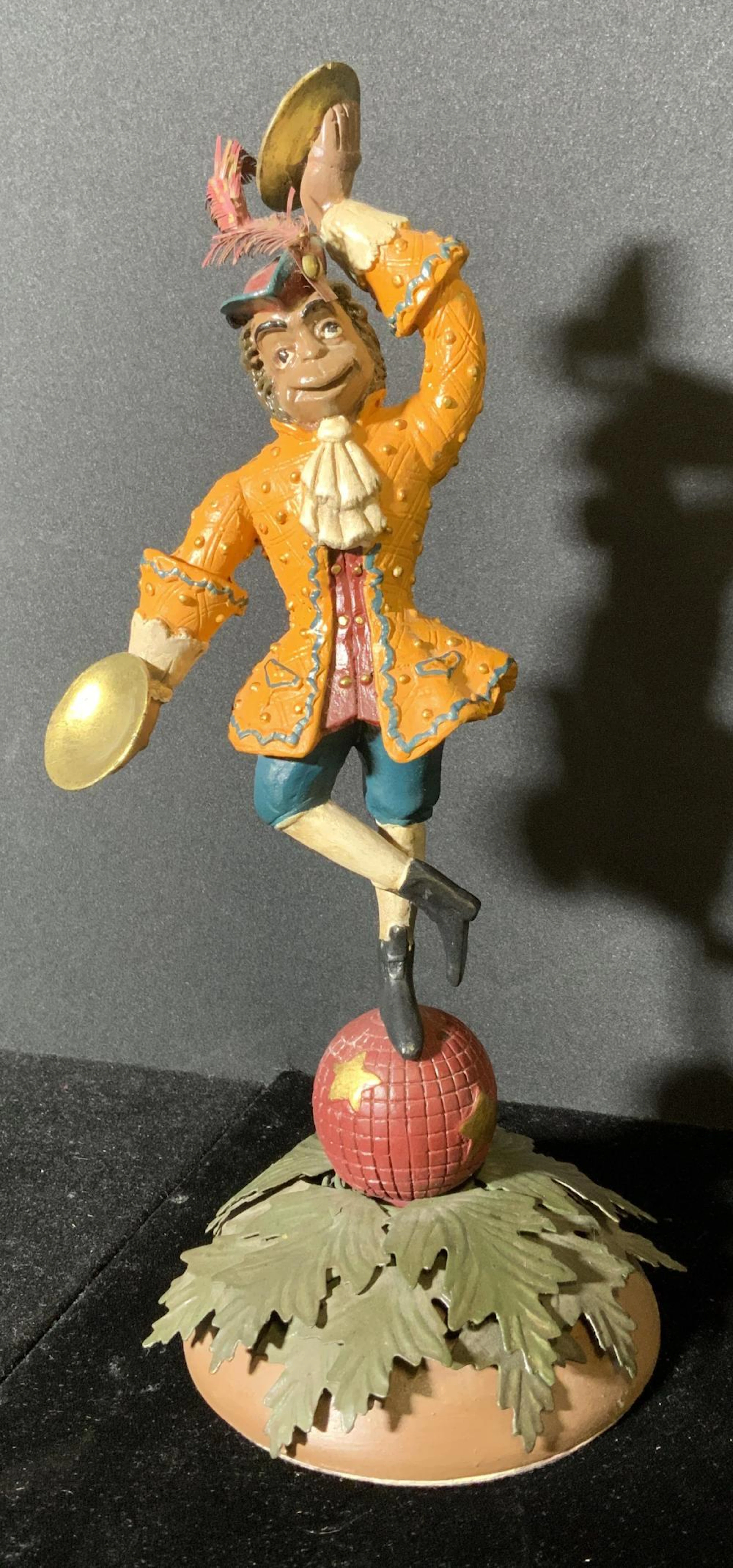 Hand Painted Metal Dancing Monkey Figural