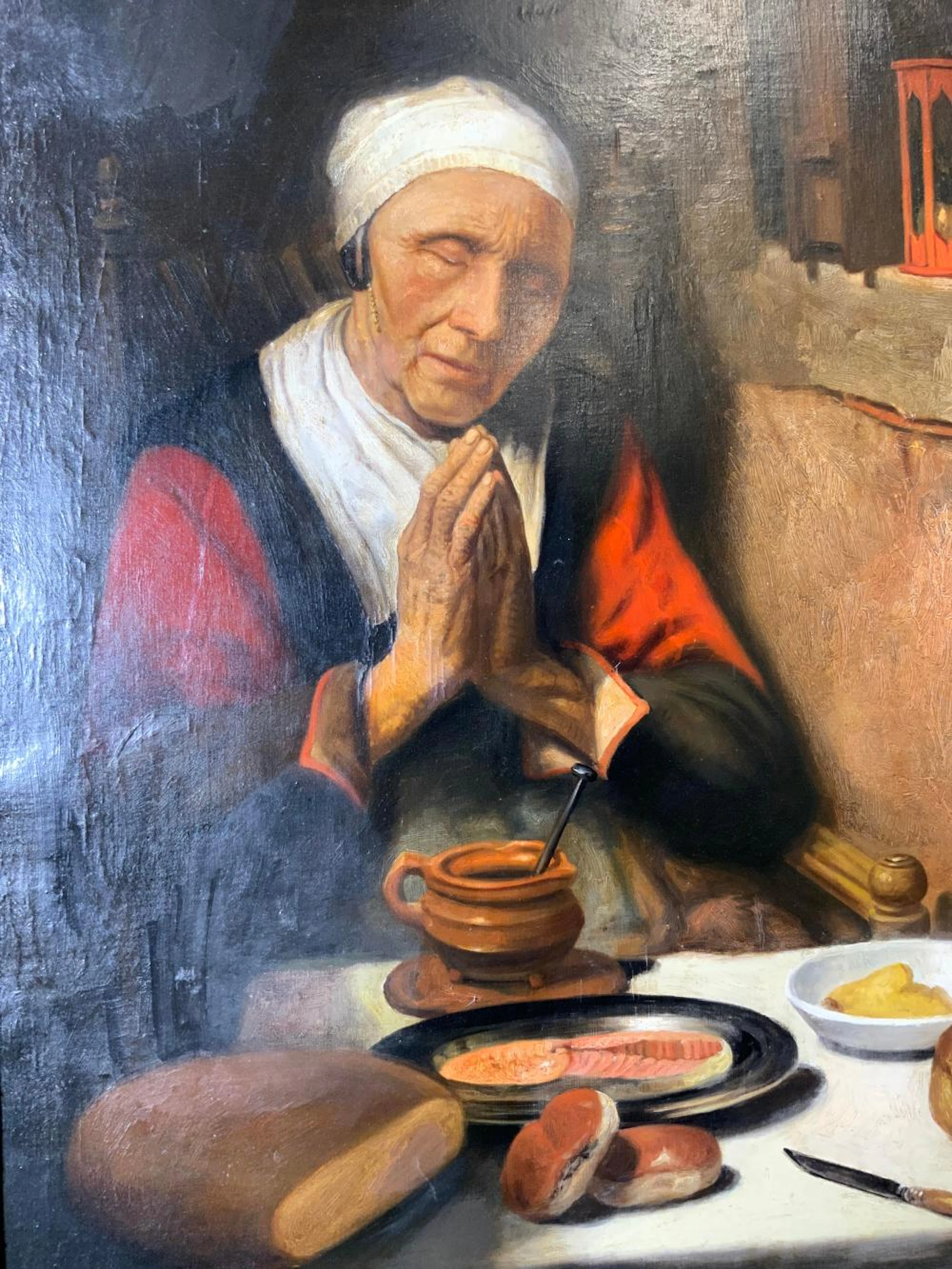 ICOLAES MAES Signed Praying Elder Oil on Canvas