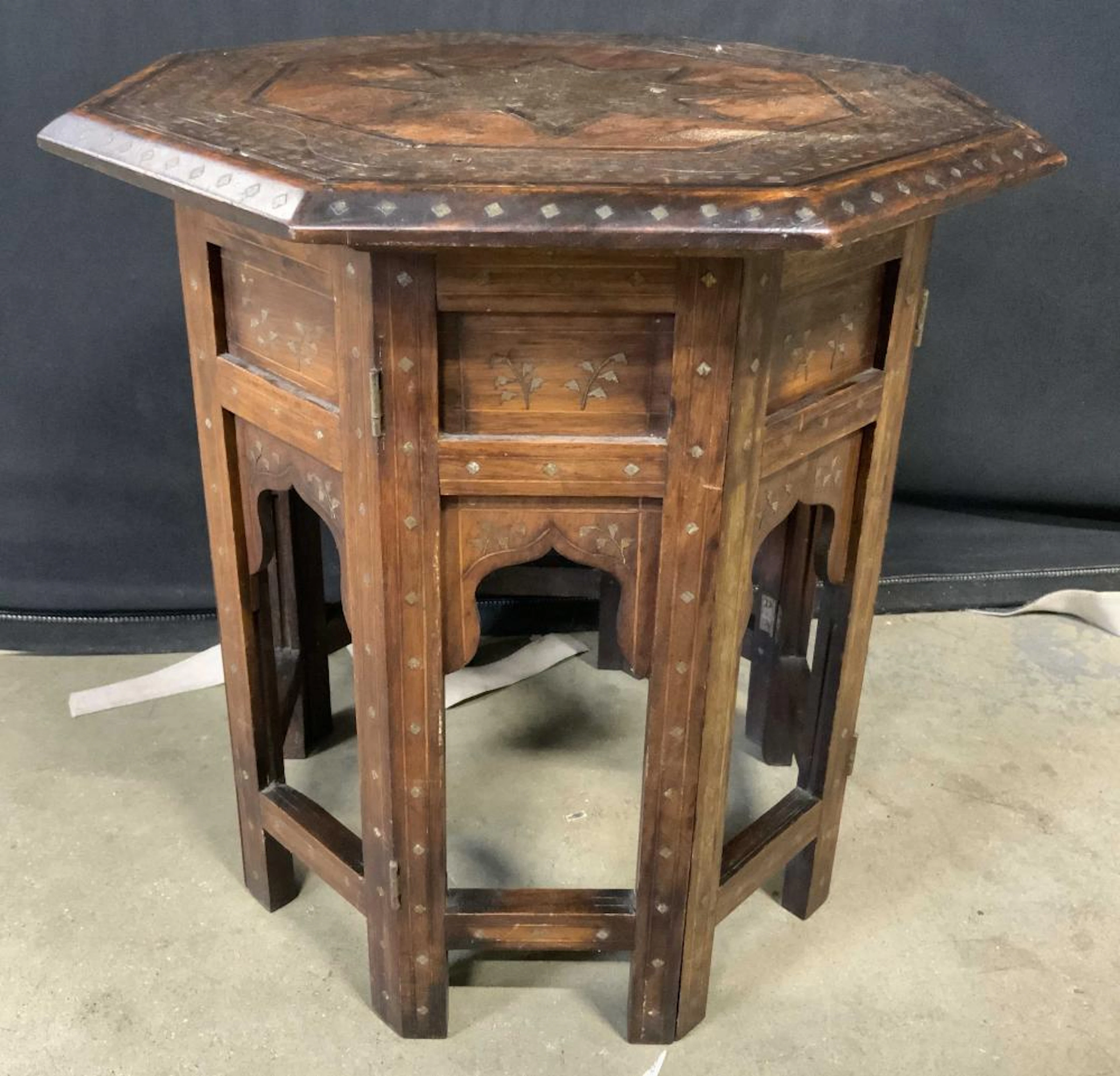 Moroccan Moorish Octagonal Side Table W Inlay