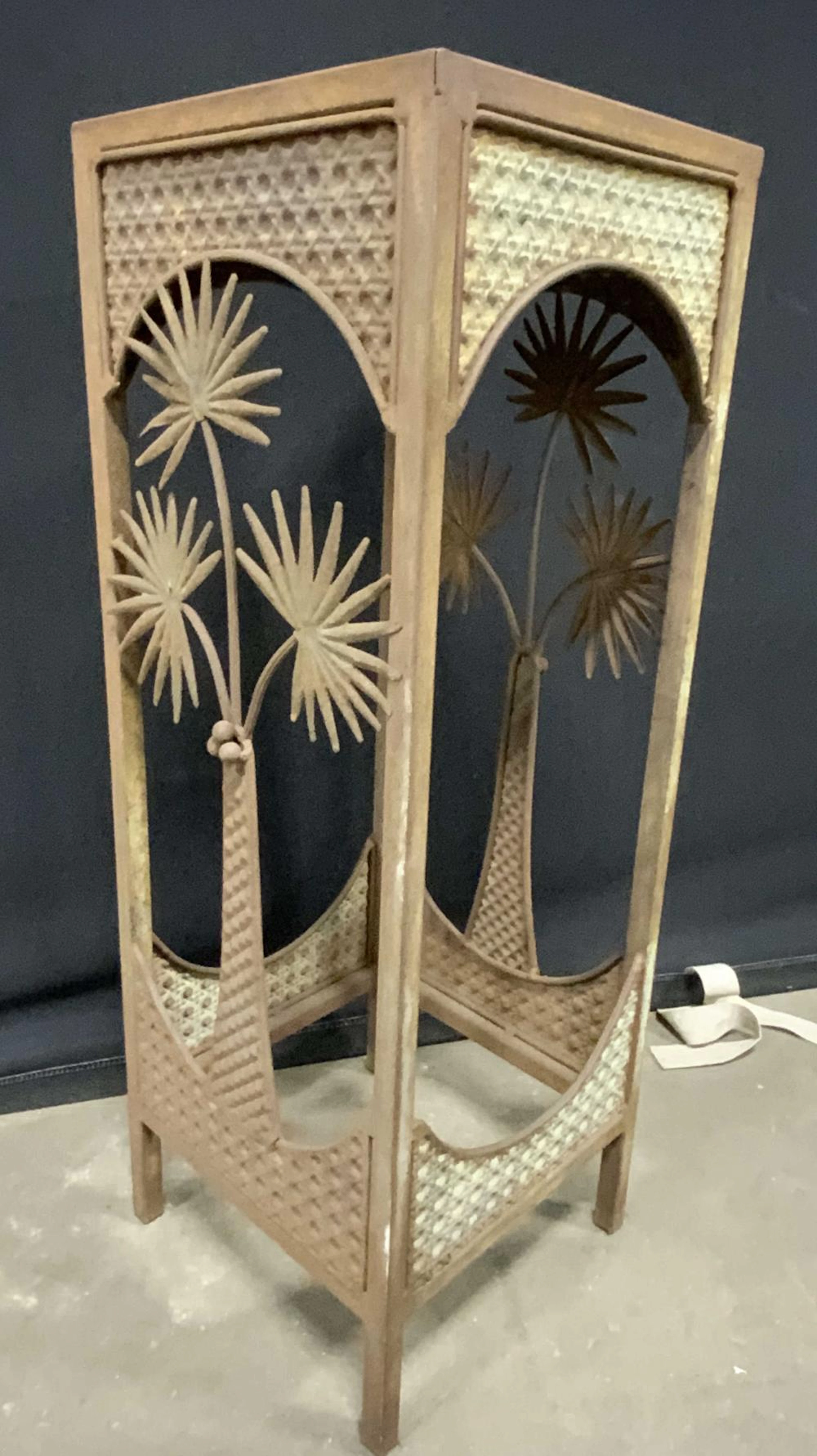 Vintage Metal Palm Motif Plant Stand