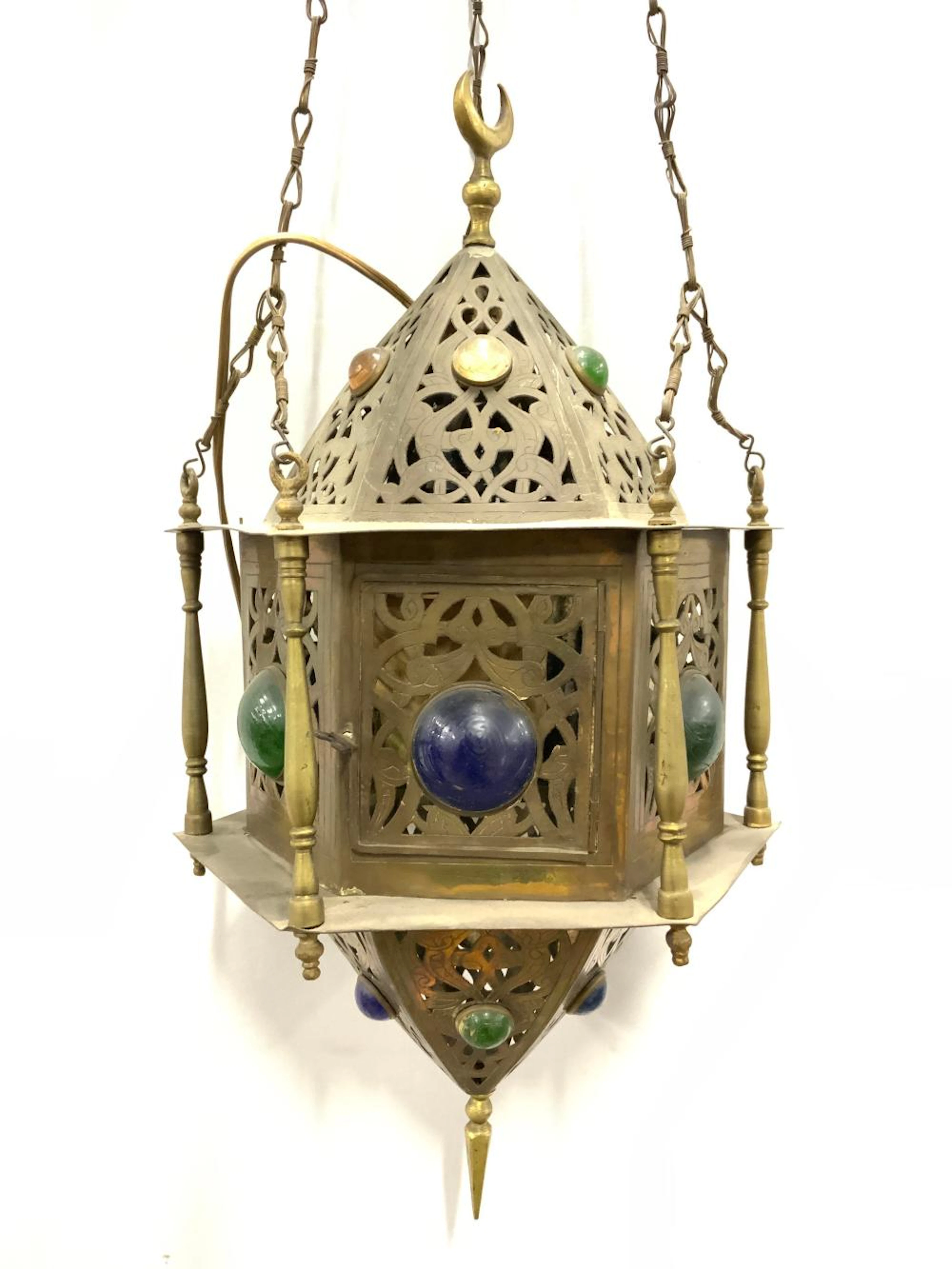 Vintage Brass Moroccan Electrified Lanter