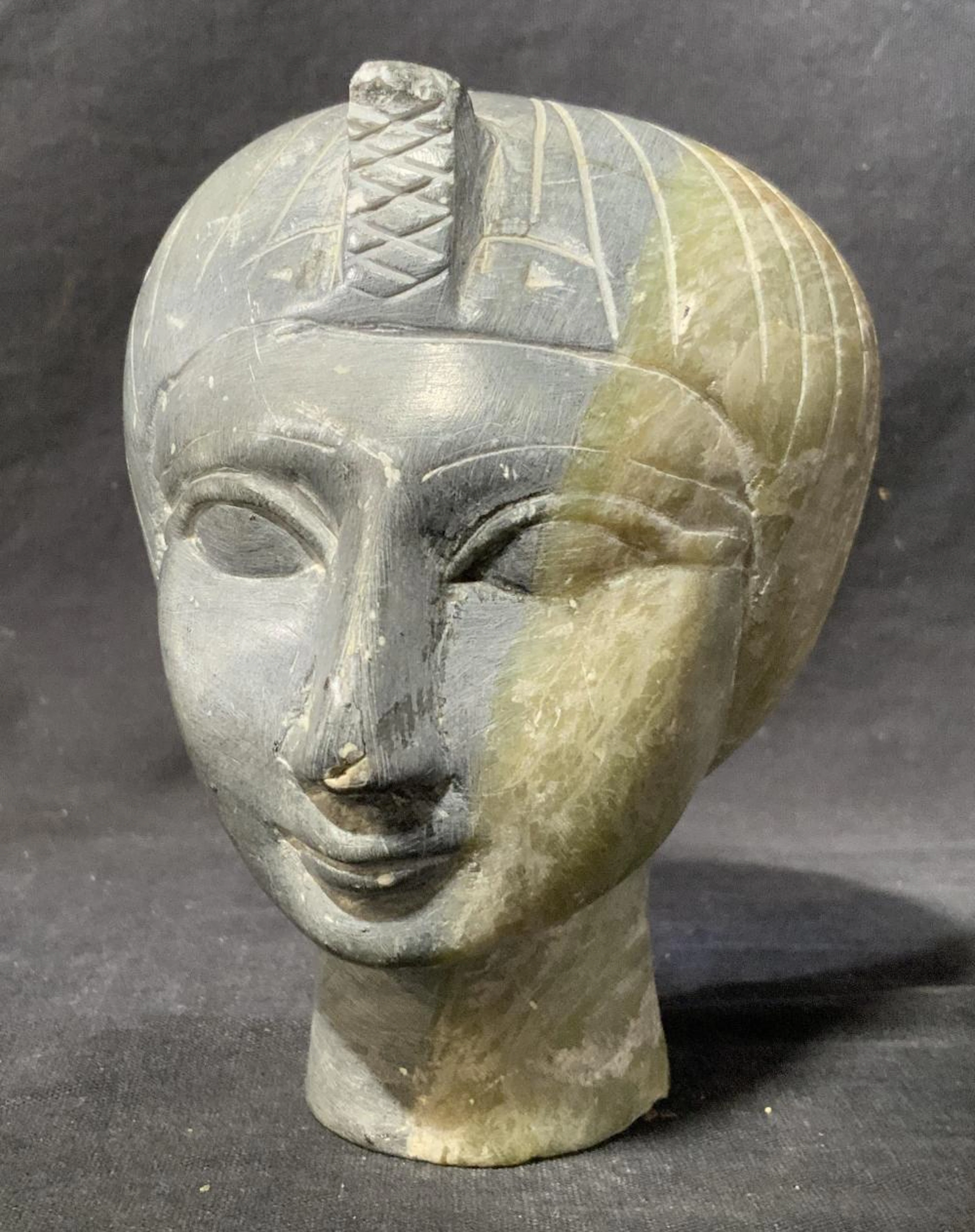 Egyptian Style Stone Head, Bust of a Woma