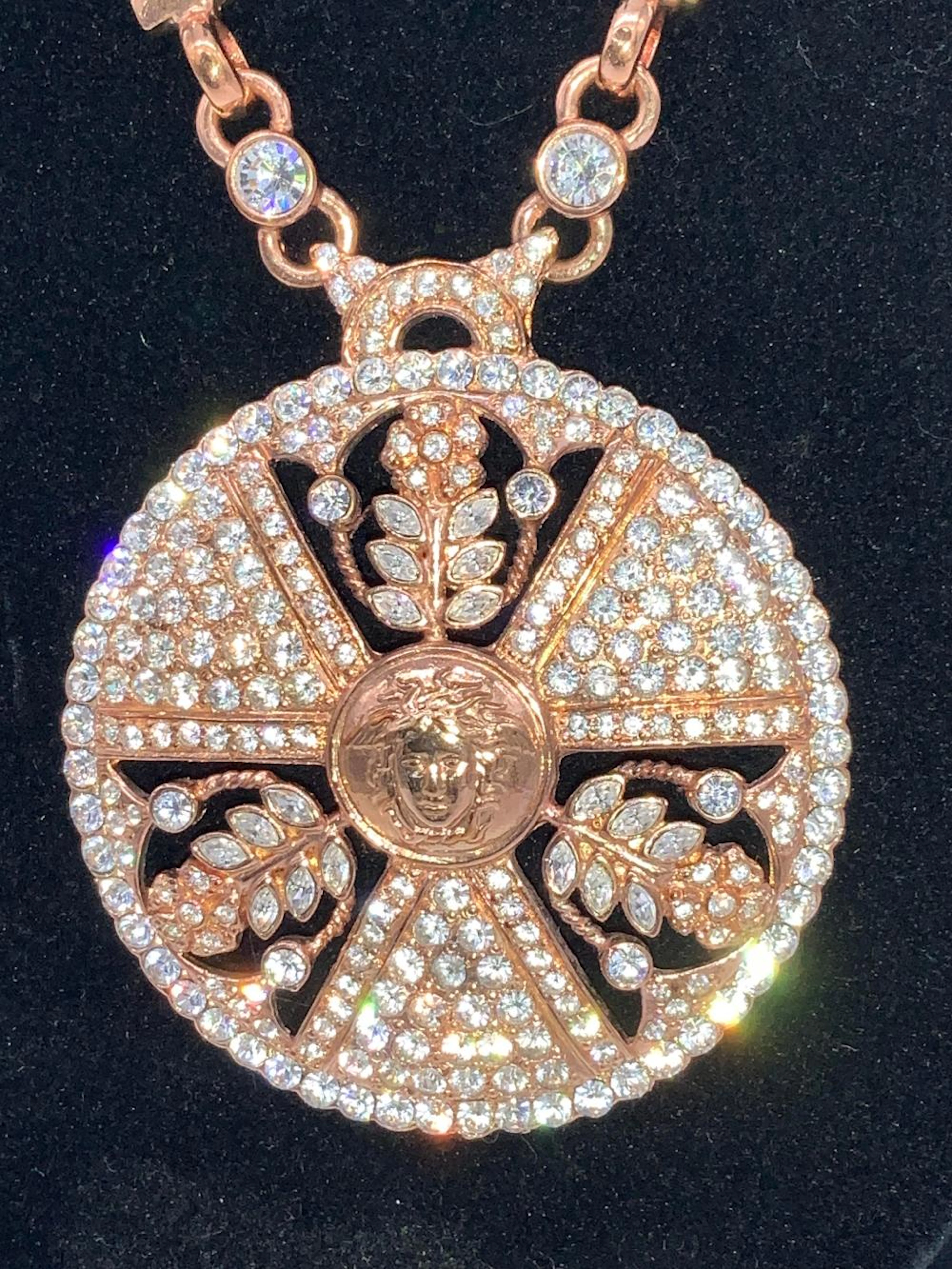 GIANNI VERSACE Rose Gold Tn Crystal Statement Neck