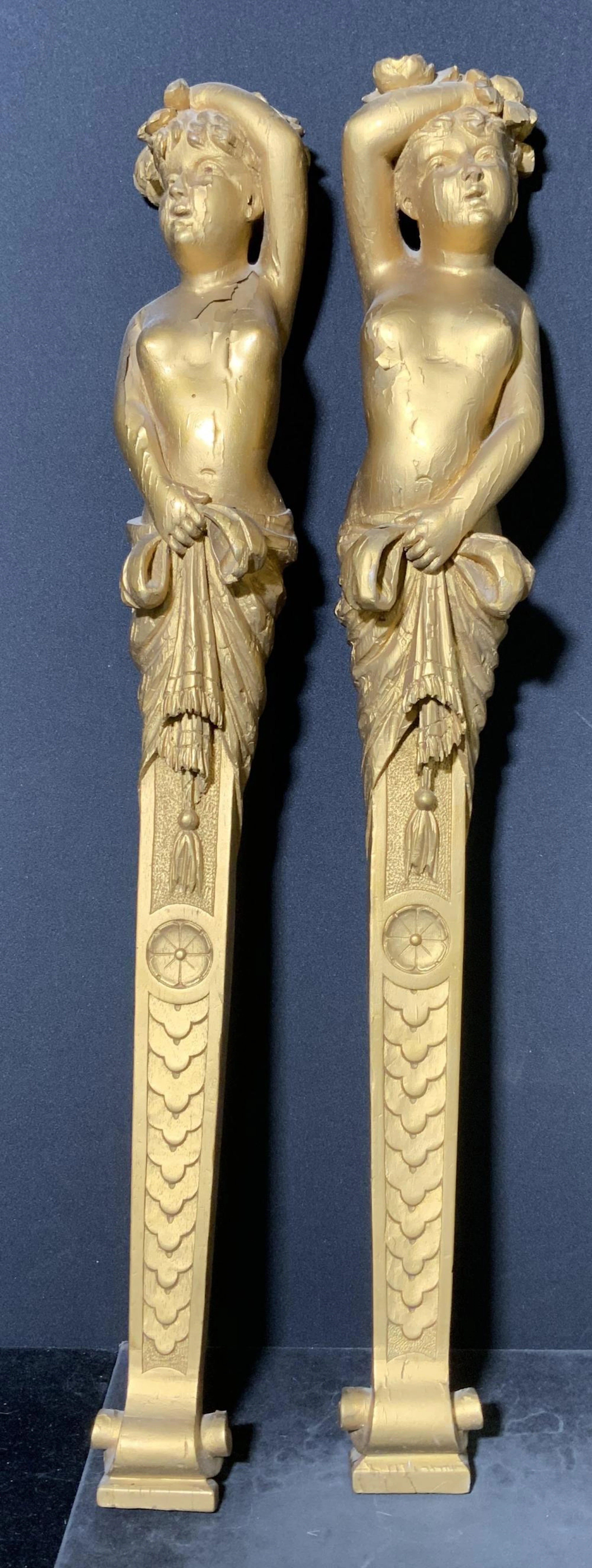 Pair Gilded Carved Wooden Sconces