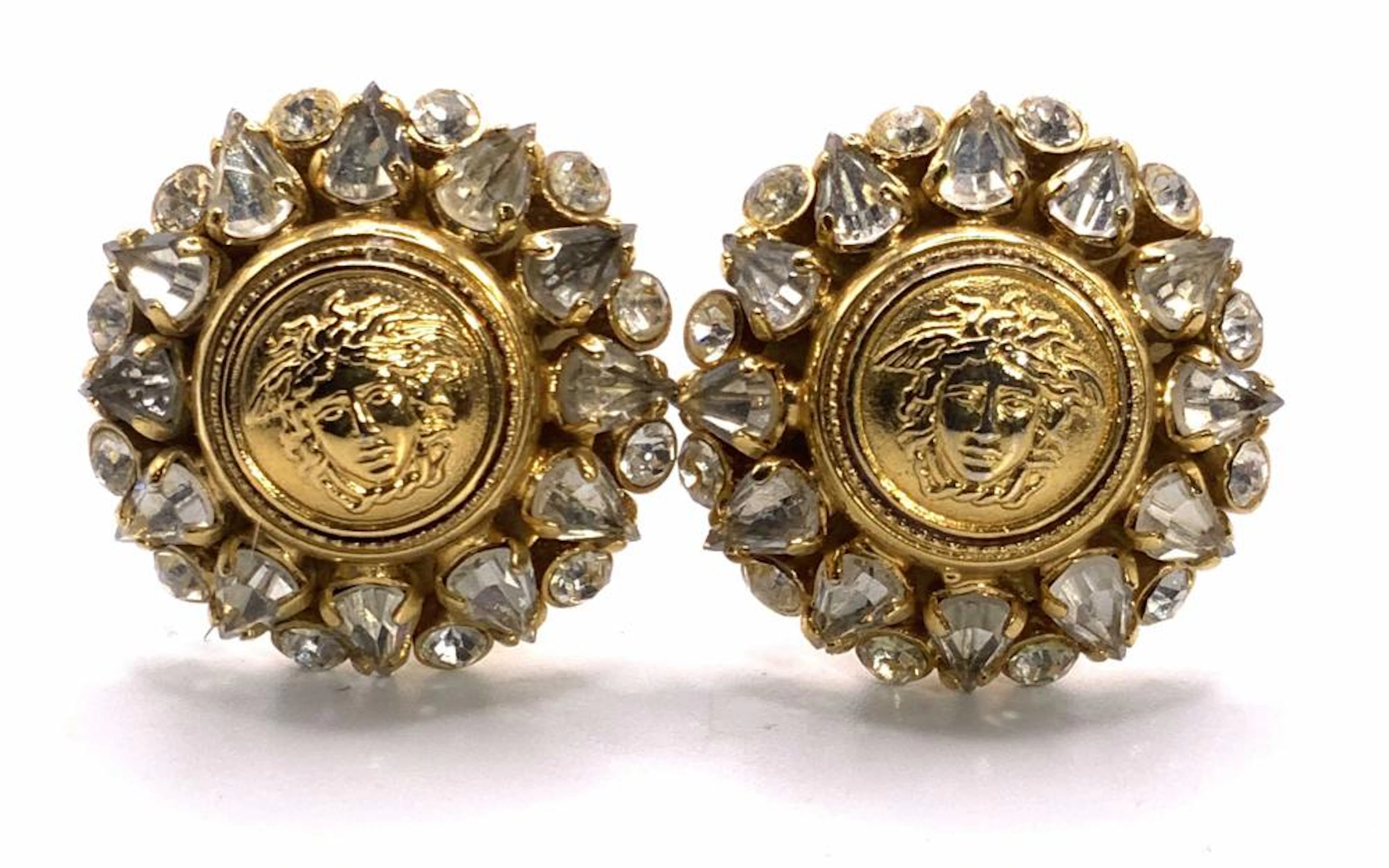 GIANNI VERSACE Medusa Head Crystal Earrings