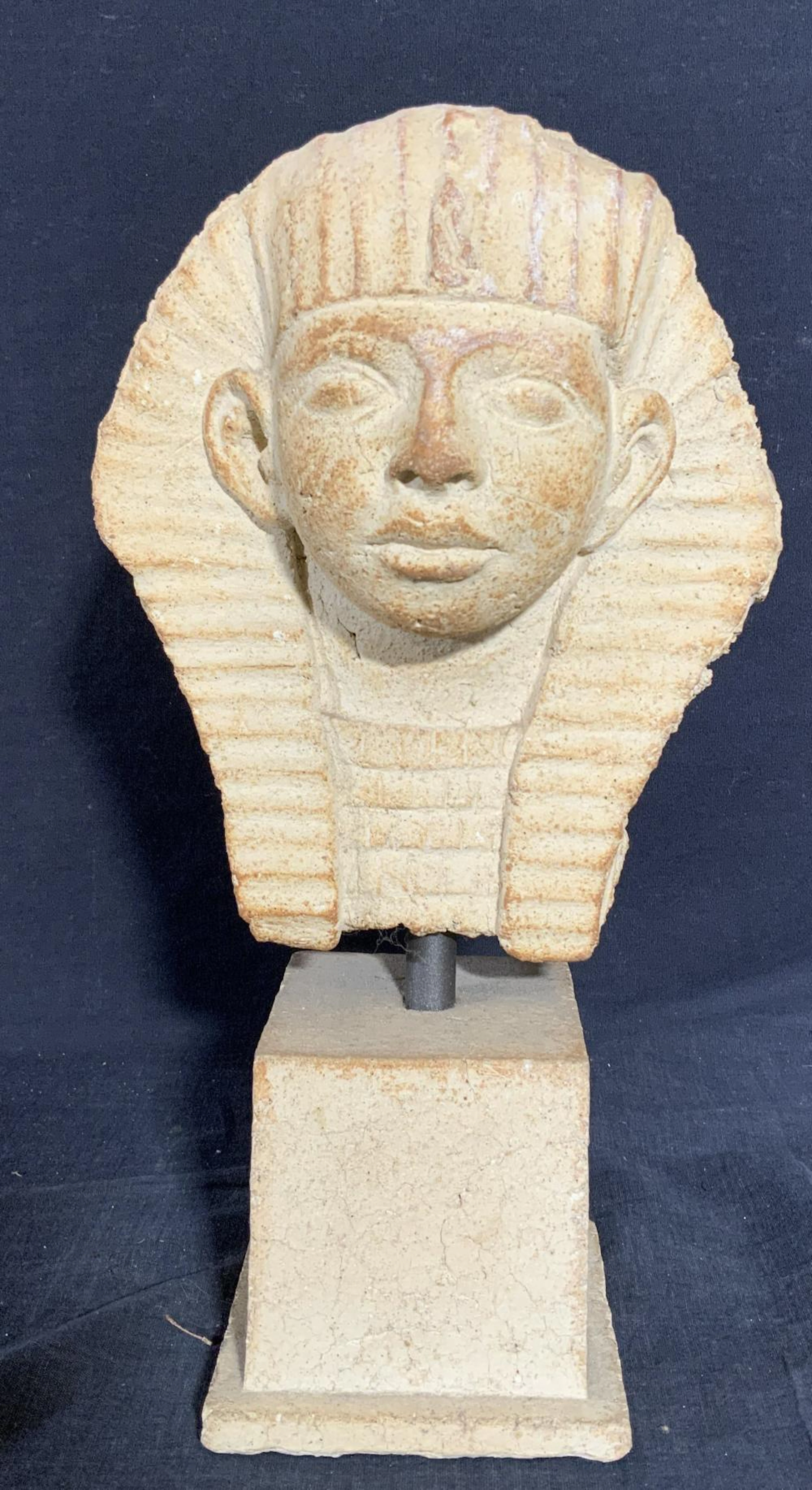 Cast Bust of A Pharaoh on Stand