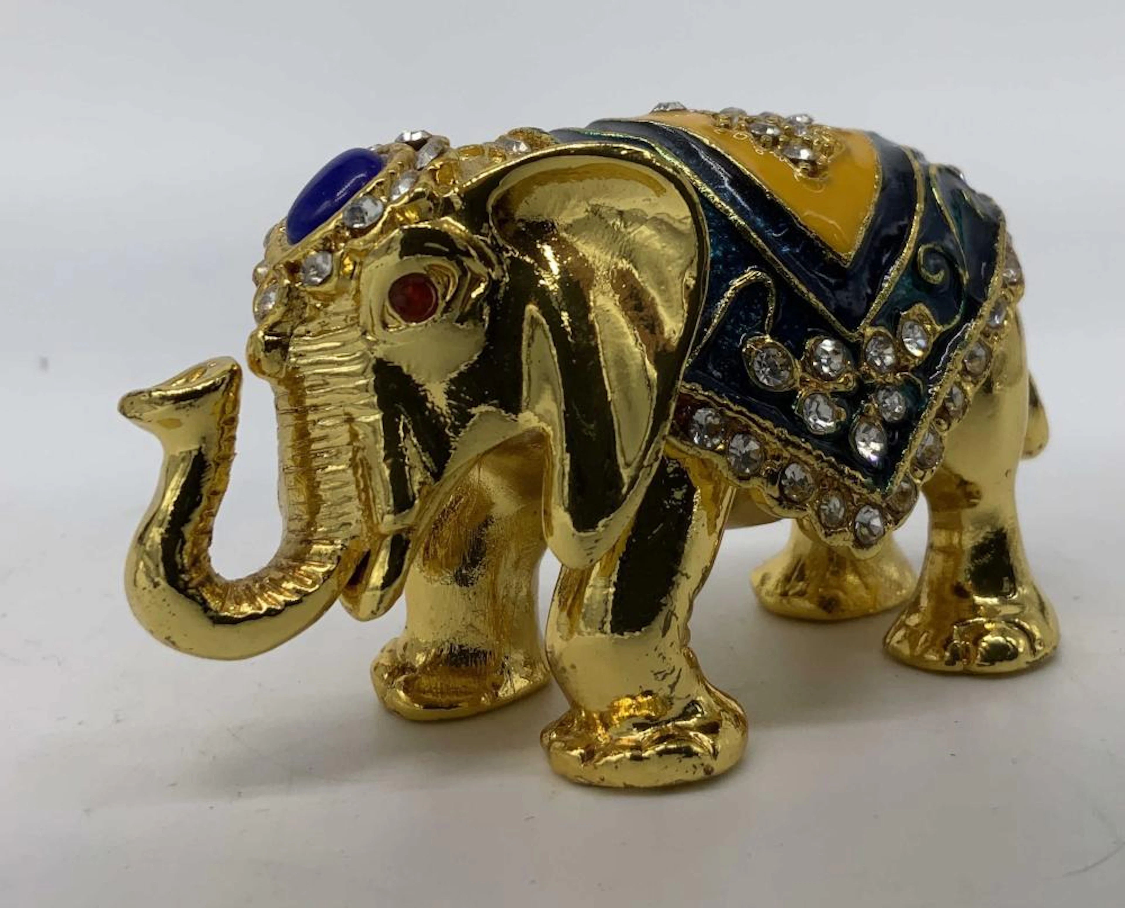 Vintage Bejeweled Elephant Pill Box