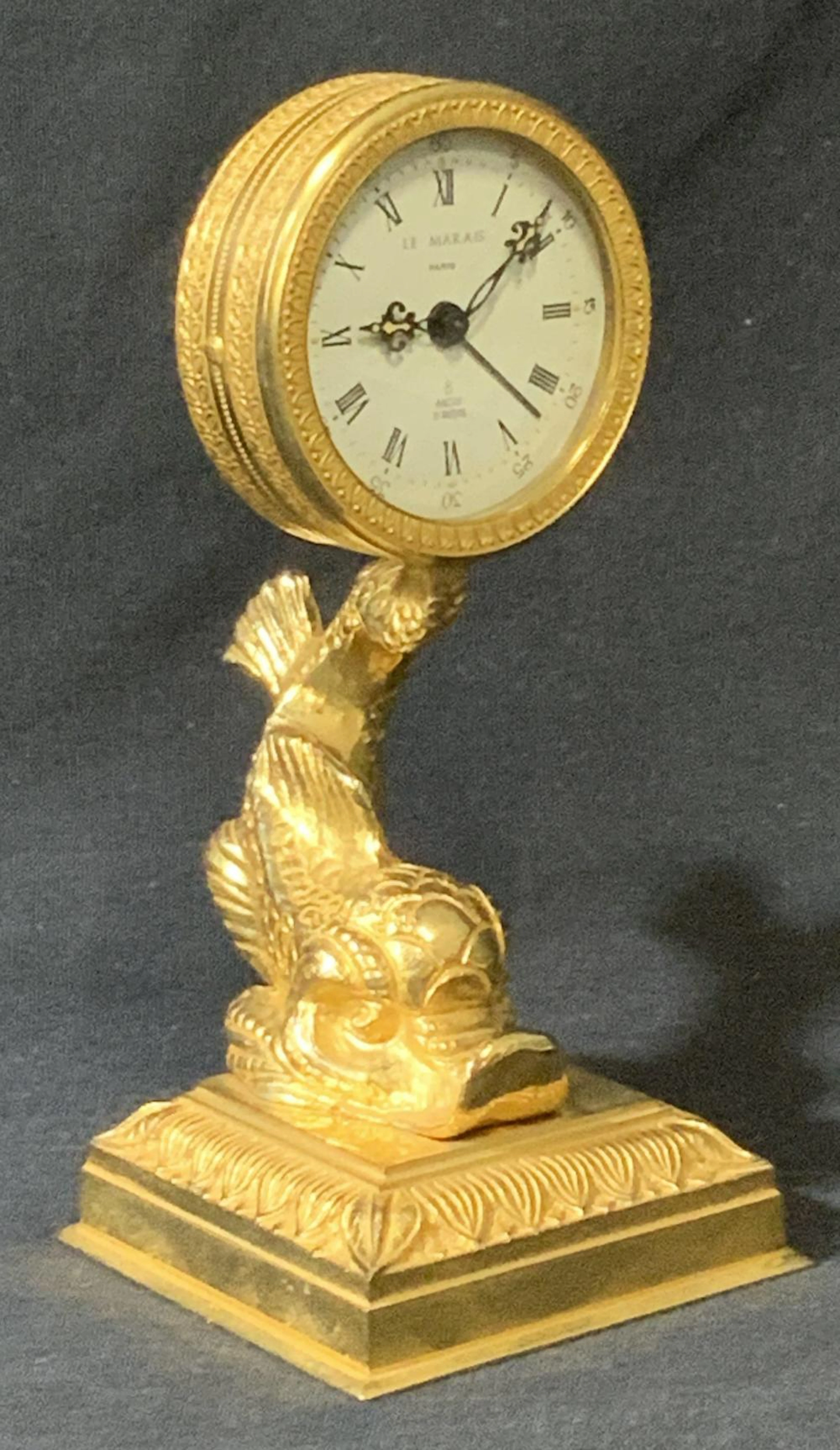 LE MARAIS Brass Koi Fish Alarm Clock, France