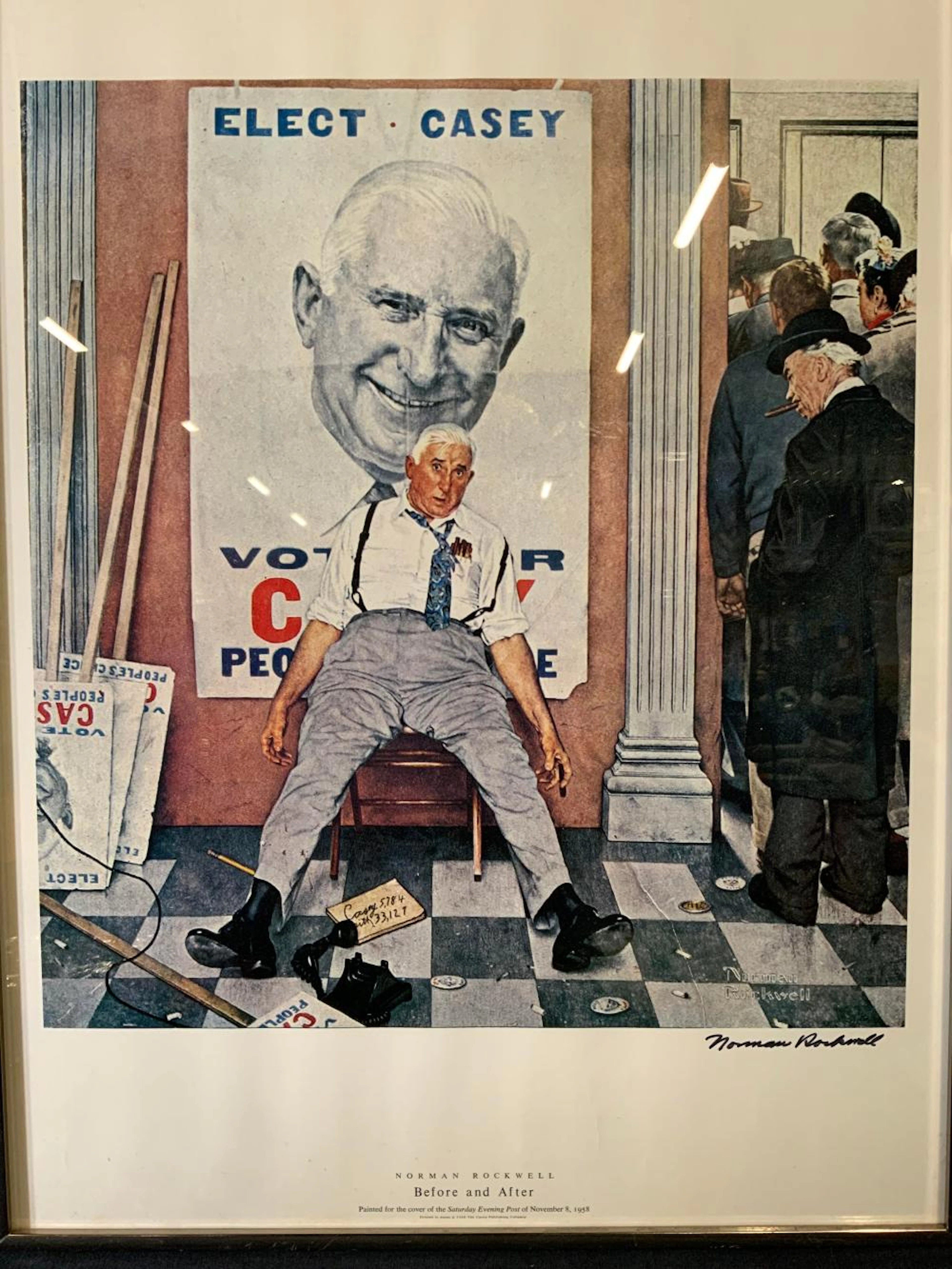 ORMAN ROCKWELL Signed Offset Litho. Elect Casey