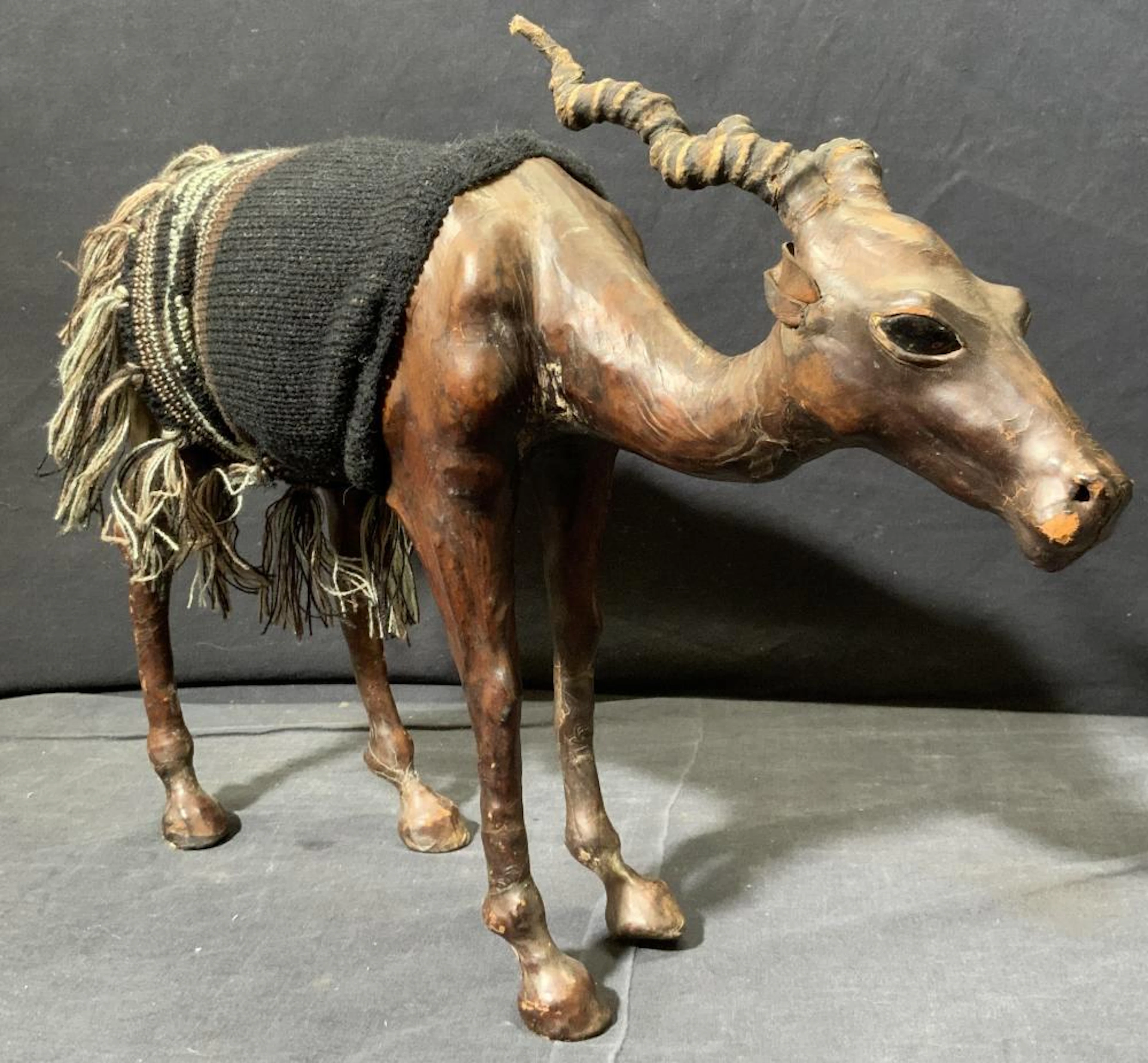 Vintage Antelope Leather Figural with Glass Eyes