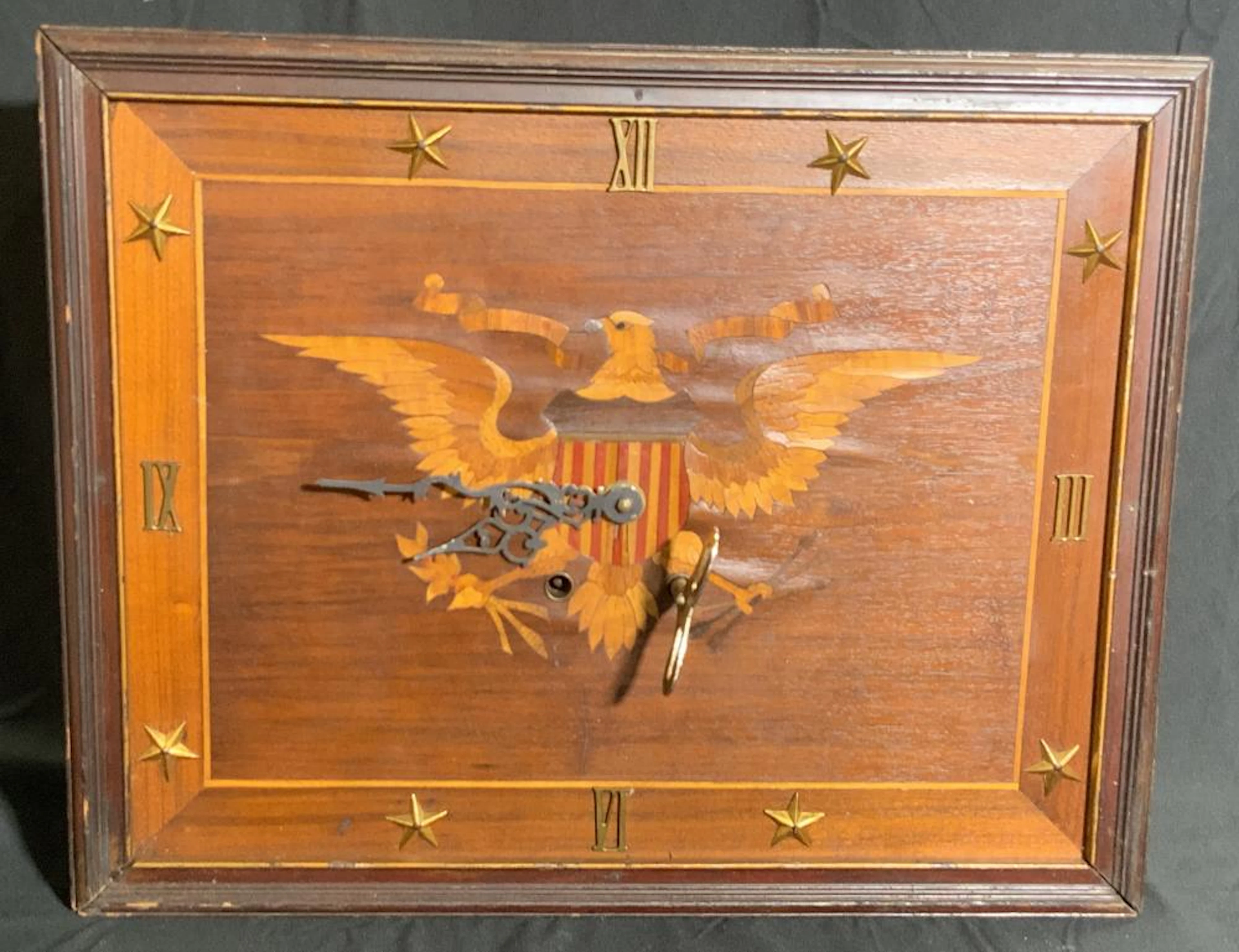 Vintage American Eagle Motif Wooden Clock