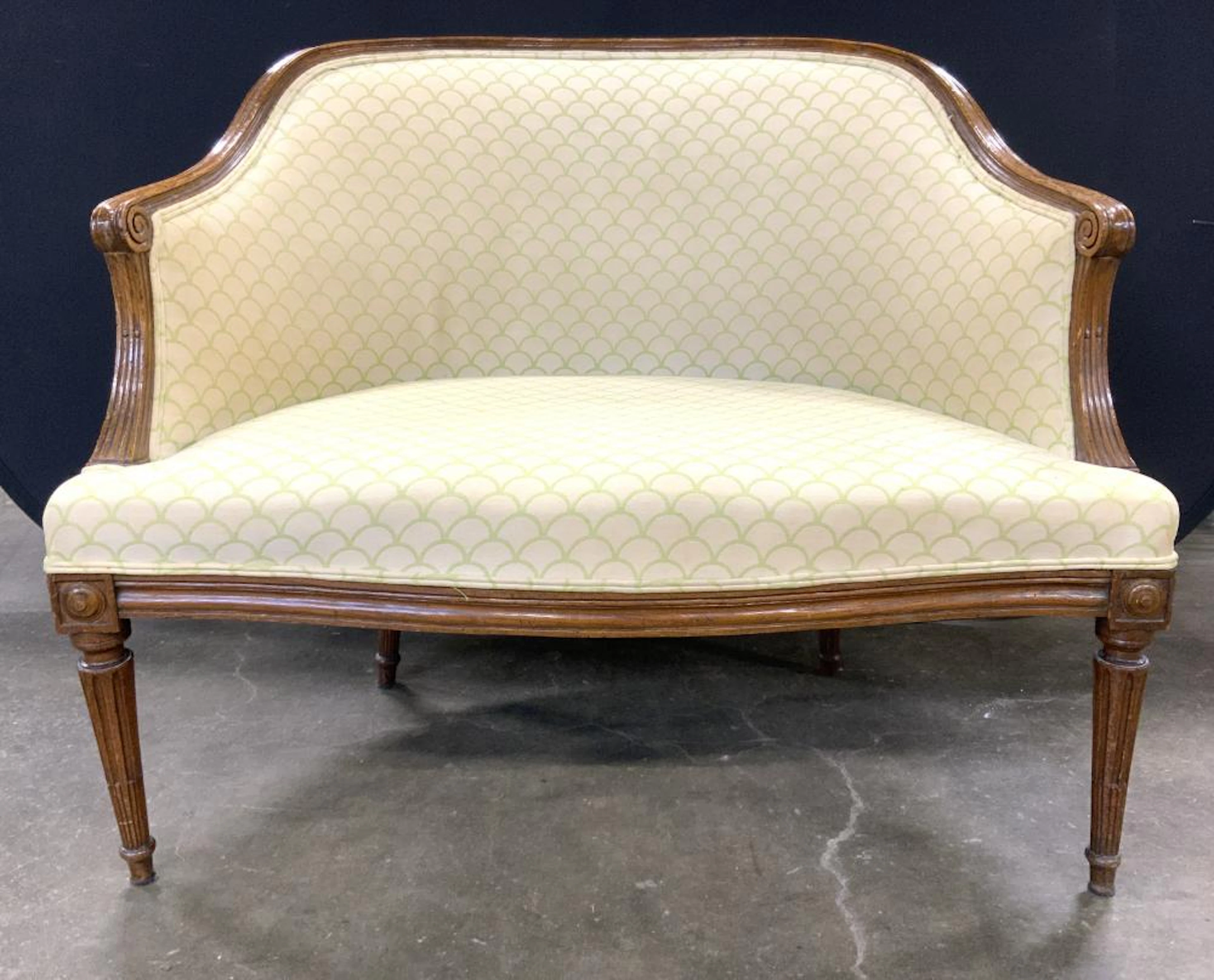 Vintage Upholstered Sheraton Style Loveseat
