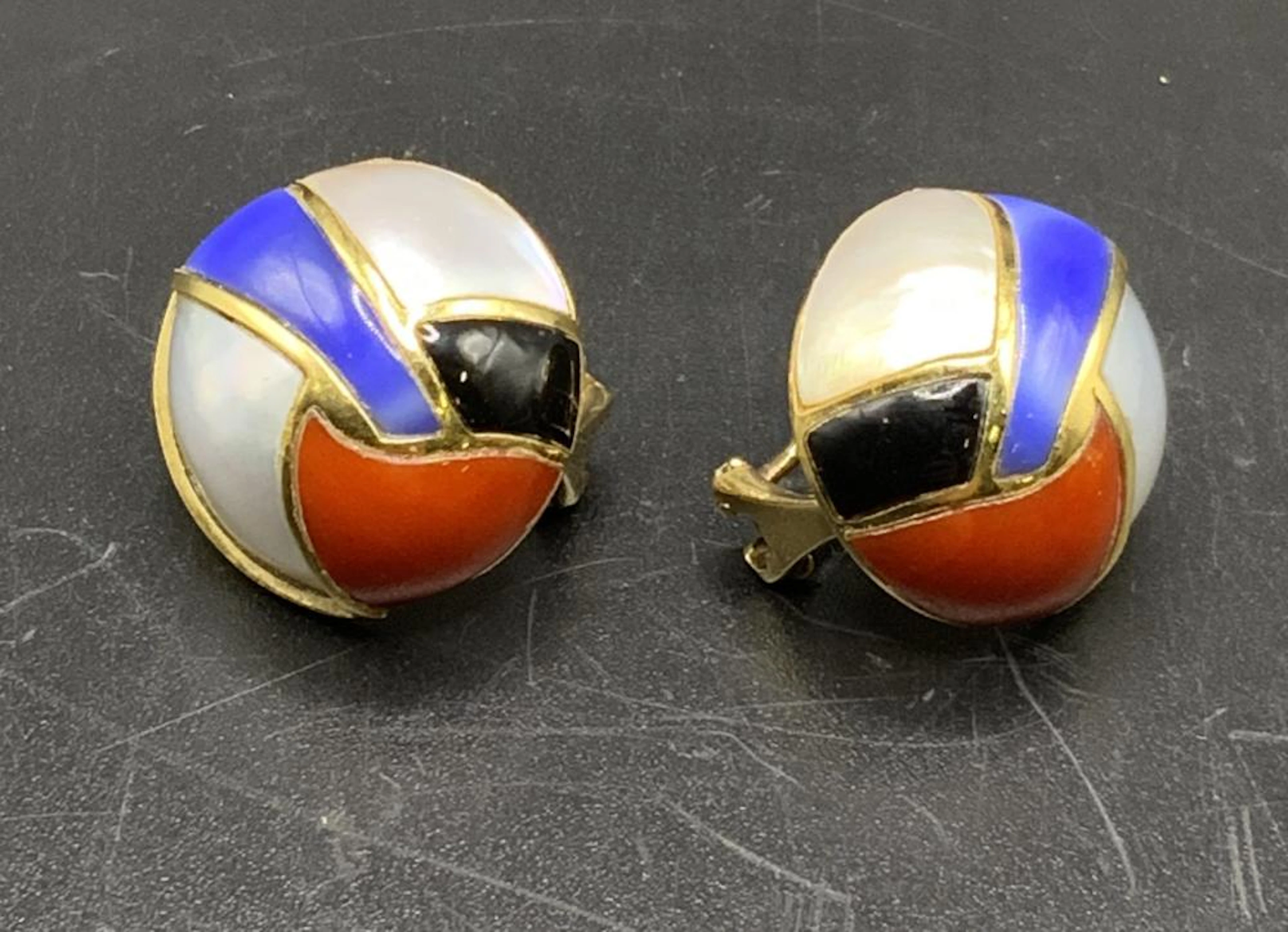 PUIG DORIA Sgn Vtg 18K Gold Earrings, Jewelry