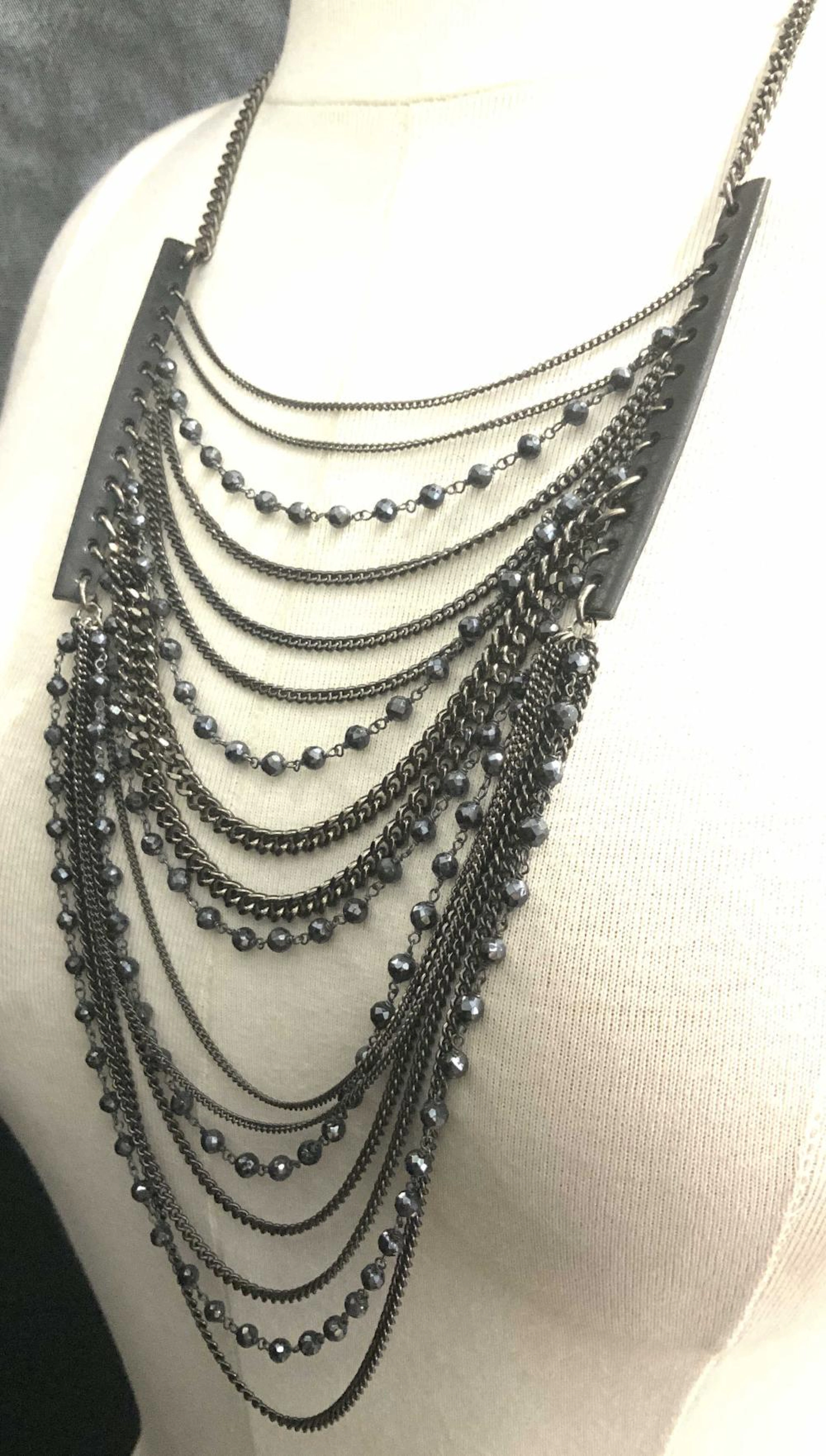 CHAN LUU Tiered Bead and Chain Necklace, NWT