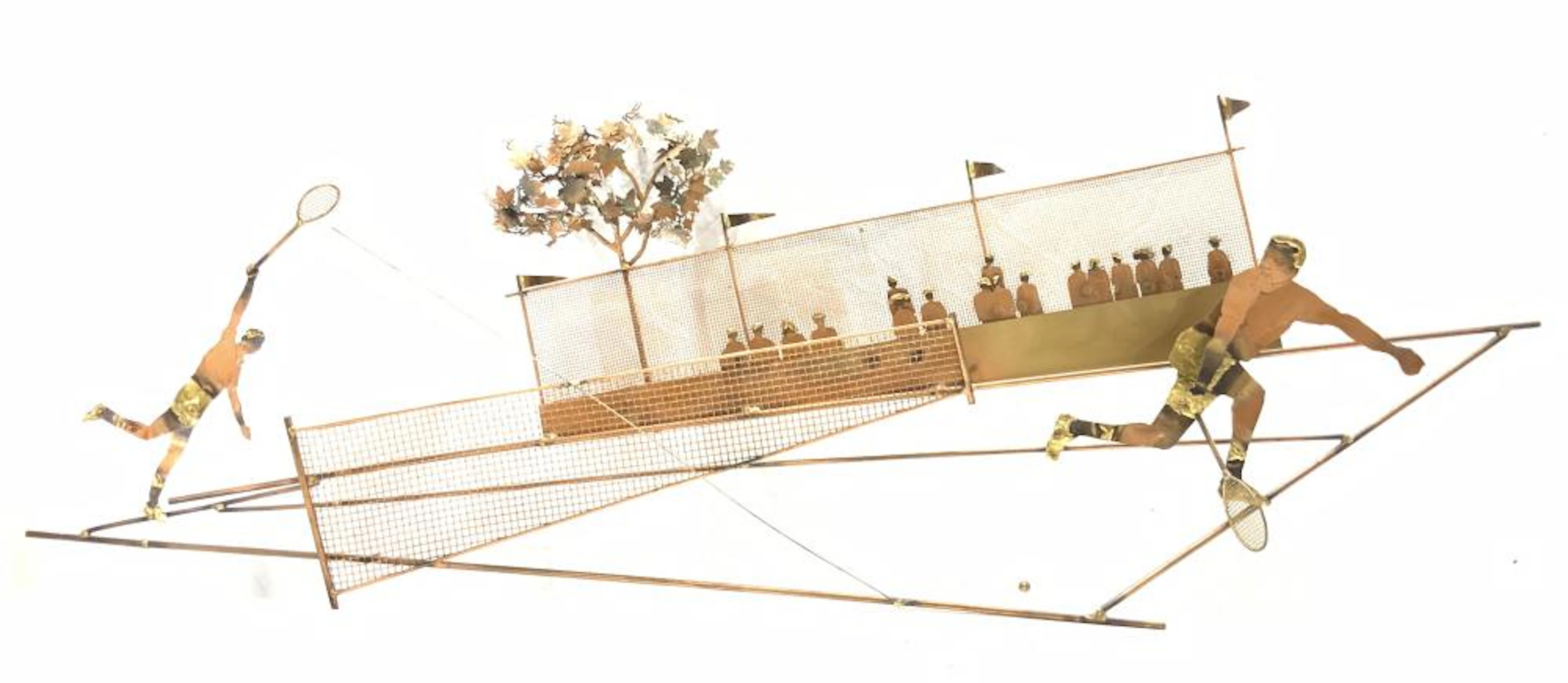 BIJAN Signed Modernist Metalwork Tennis Wall Art XL