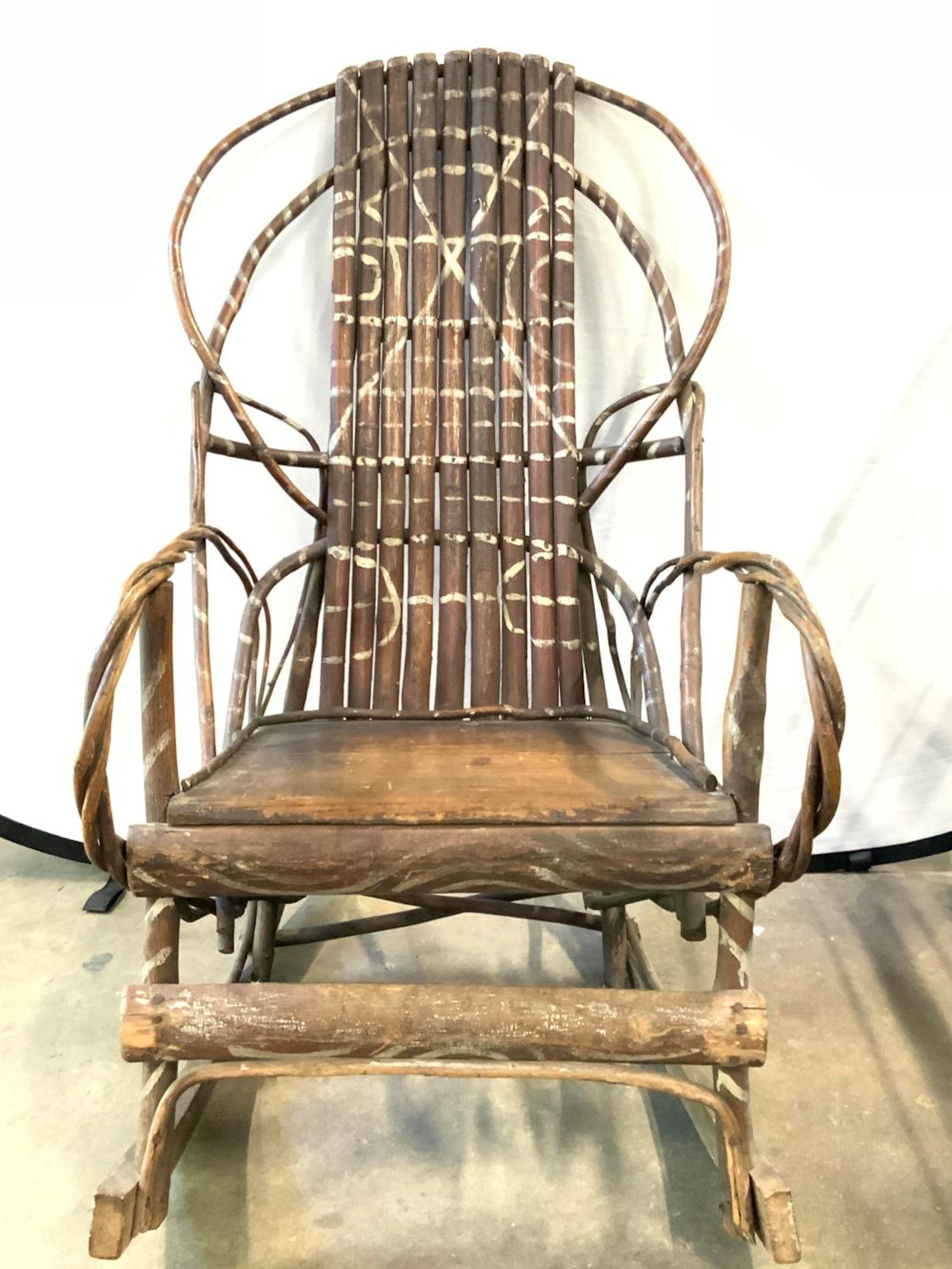 Hand Crafted Vintage Twig Adirondack Chair