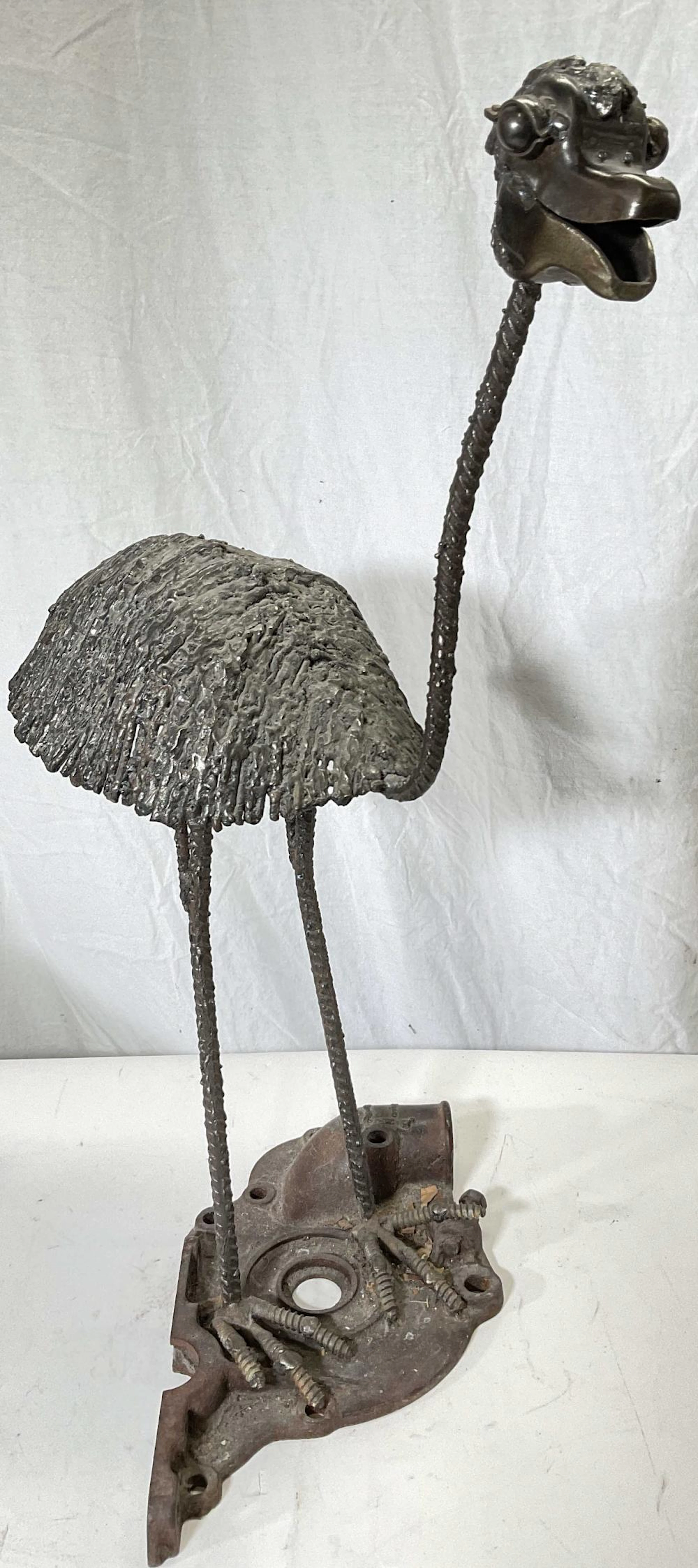 Metal Repurposed Ostrich Sculpture